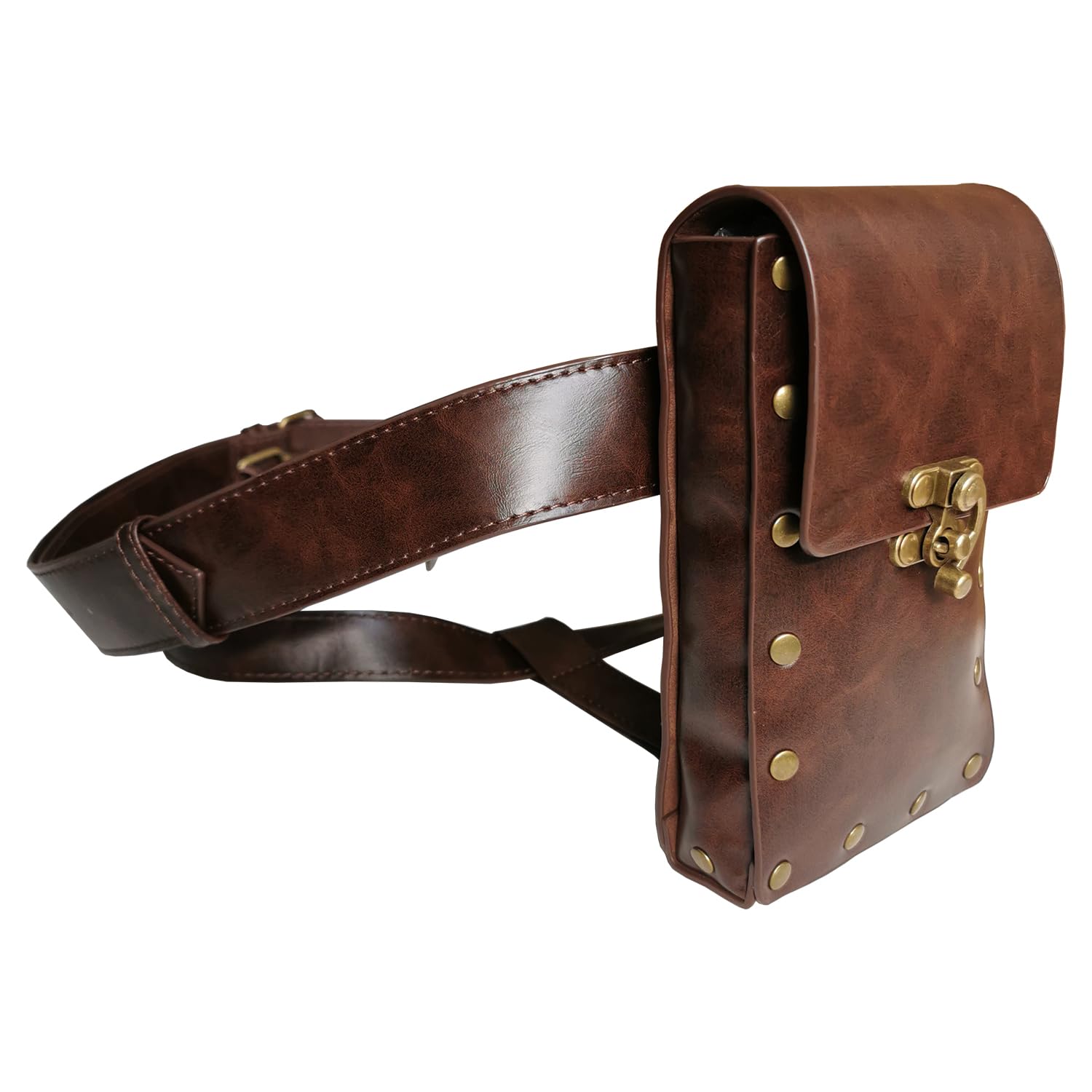Larswon Renaissance Thigh Bag for Women - Synthetic Leather Leg Harness Belt Bag, Dark Coffee Fanny Pack | Perfect for Festivals, Raves & Everyday Wear
