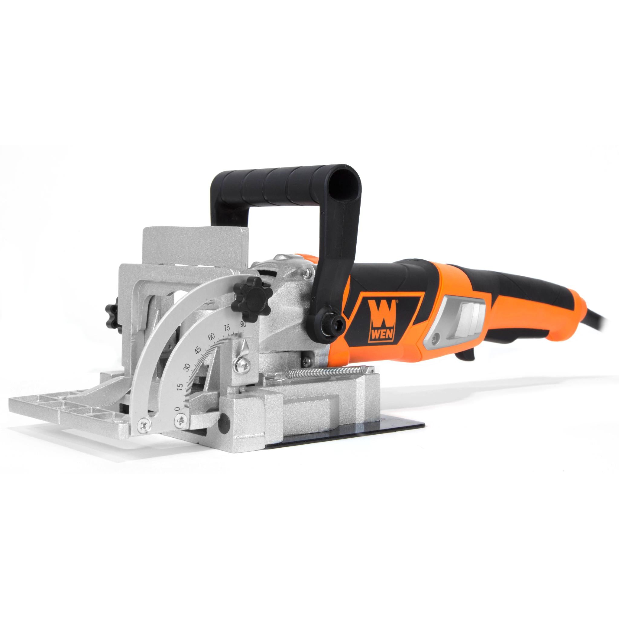WEN JN8504 8.5 Amp Plate and Biscuit Joiner with Case and Biscuits - Professional Woodworking Tool for Cabinet Making and Furniture Repair