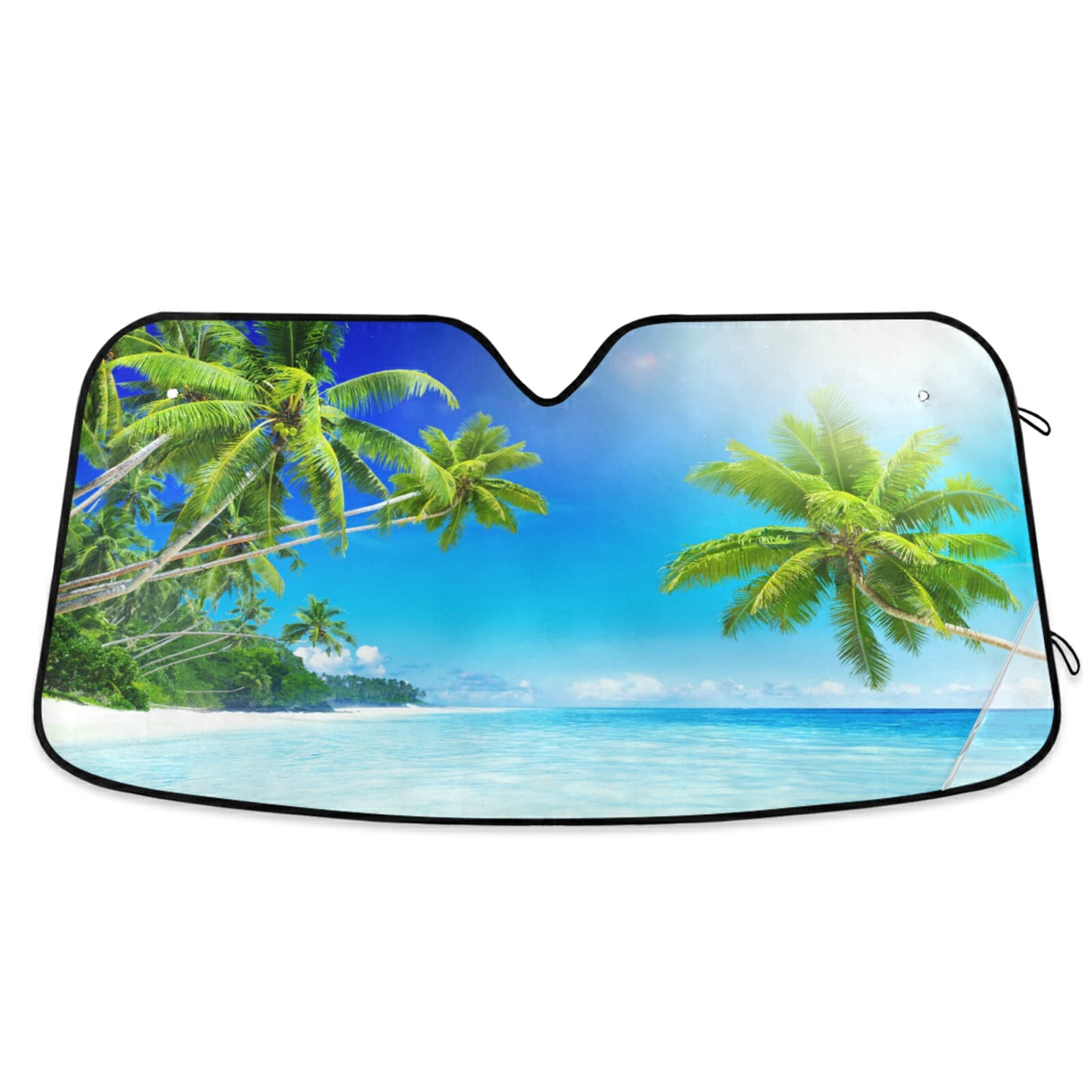 Boccsty Summer Palm Tree Windshield Sun Shade for Cars, Trucks & SUVs - UV Protection Beach-Themed Car Window Shades | Universal Fit Auto Accessories for Men, Women & Kids | Perfect for Beach Trips, Road Trips & Summer Parking