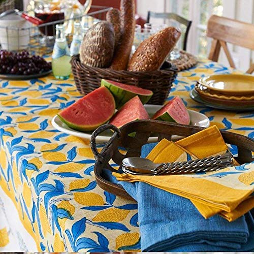 Eco-Friendly Couleur Nature Placemats Set of 6 - 15x18 Inch Lemon Tree Design in Yellow & Blue | Perfect for Dining Table Decor, Kitchen, and Outdoor Picnics