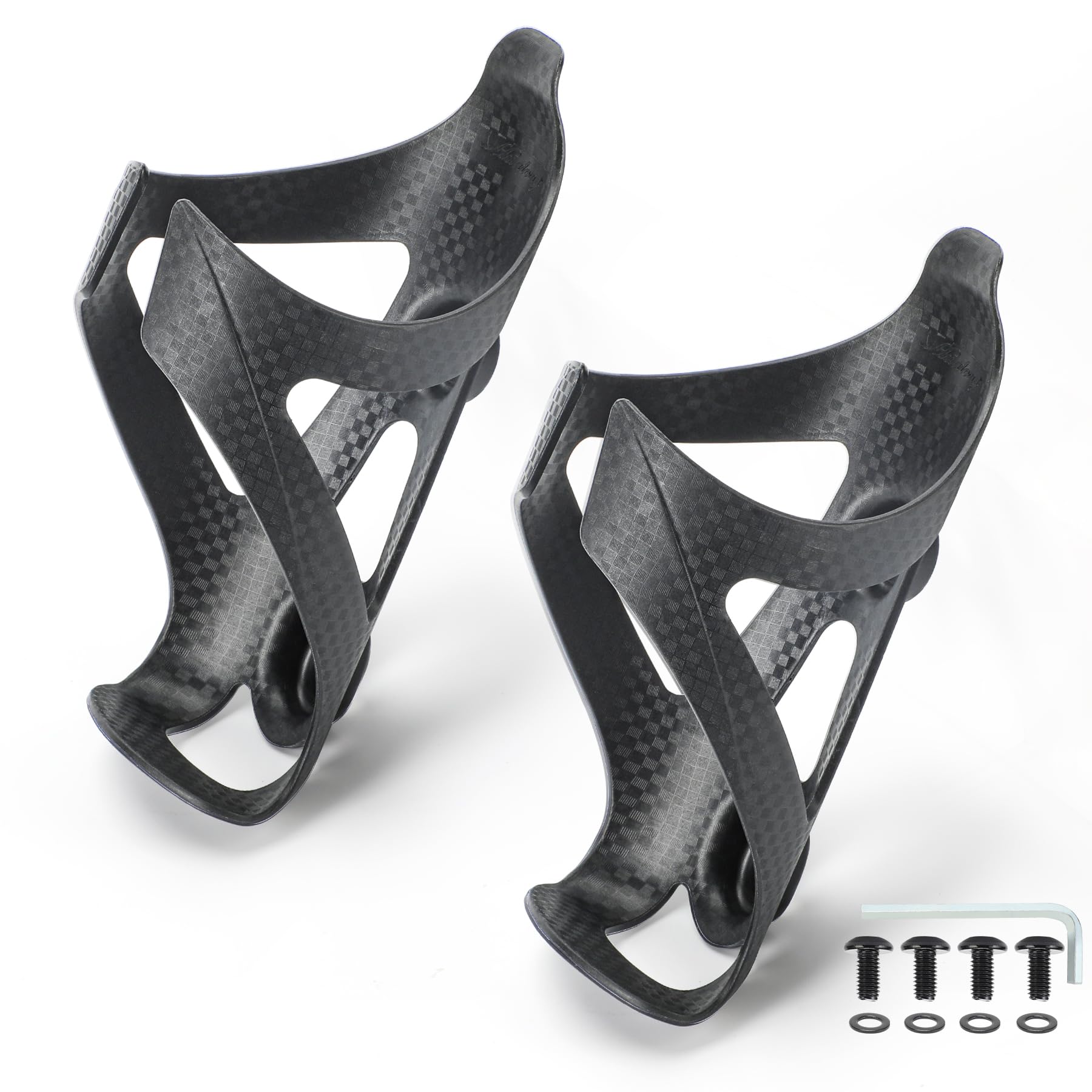 Premium Carbon Fiber Bike Water Bottle Cage - 2 Pack Black - Lightweight & Durable Bicycle Drink Holder for Road & Mountain Bikes - Perfect for Cycling, Commuting & Outdoor Adventures