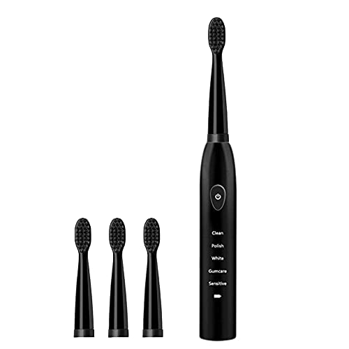 Tuccbay Sonic Electric Toothbrush with Timer - Rechargeable & Waterproof Teeth Cleaning for Adults & Kids - Perfect for Travel, Home & Office Use (Black)
