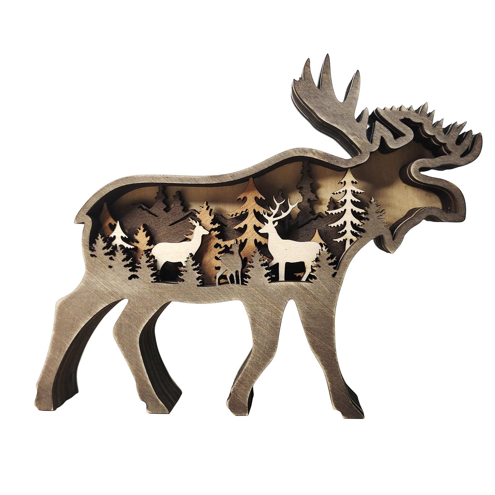 Takefuns Rustic Wooden Forest Animal Wall Art Decor - Farmhouse Cabin Bedroom & Living Room Wall Decor - Woodland Wildlife Mountain Themed Home Ornaments for Cozy Cabin, Lodge & Country House Decor