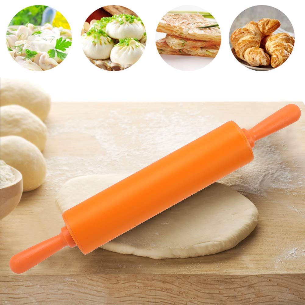 Non-Stick Silicone Rolling Pin for Baking - 11.8 Inch Kitchen Dough Roller for Bread, Pizza & Pastry Making | Dishwasher Safe & Easy Clean (Orange) | Perfect for Home Bakers & Professional Chefs