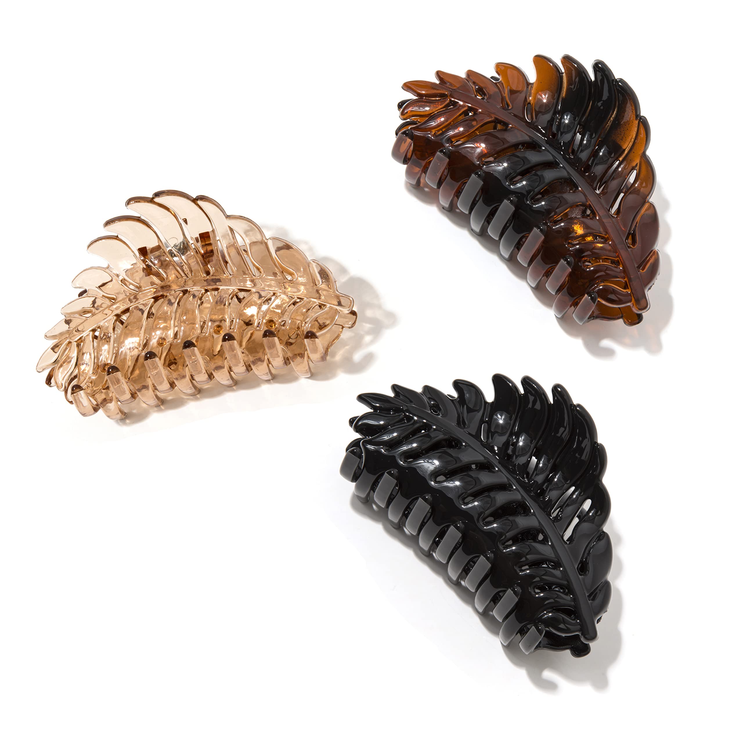Solest London Leaf Design Hair Claw Clips for Women - Colorful Hair Accessories for Women & Girls (Dark Neutral) | Perfect for Work, School & Everyday Hairstyles