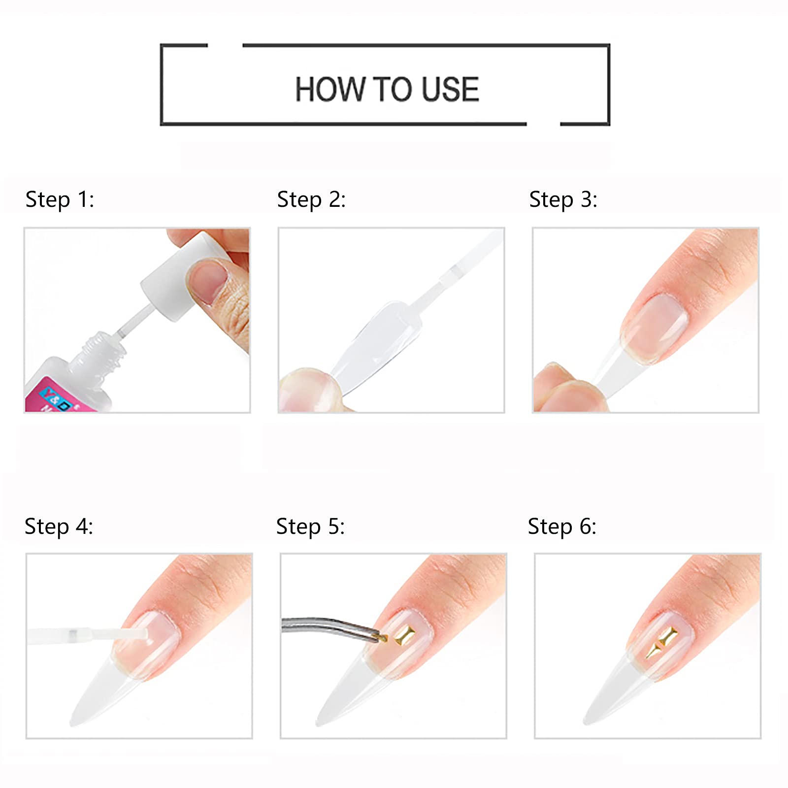 10PCS Brush-On Nail Glue for Acrylic Nail Tips - Long Lasting Super Strong Adhesive (10g Each) - Perfect for Salon, DIY Manicures & Nail Extensions at Home