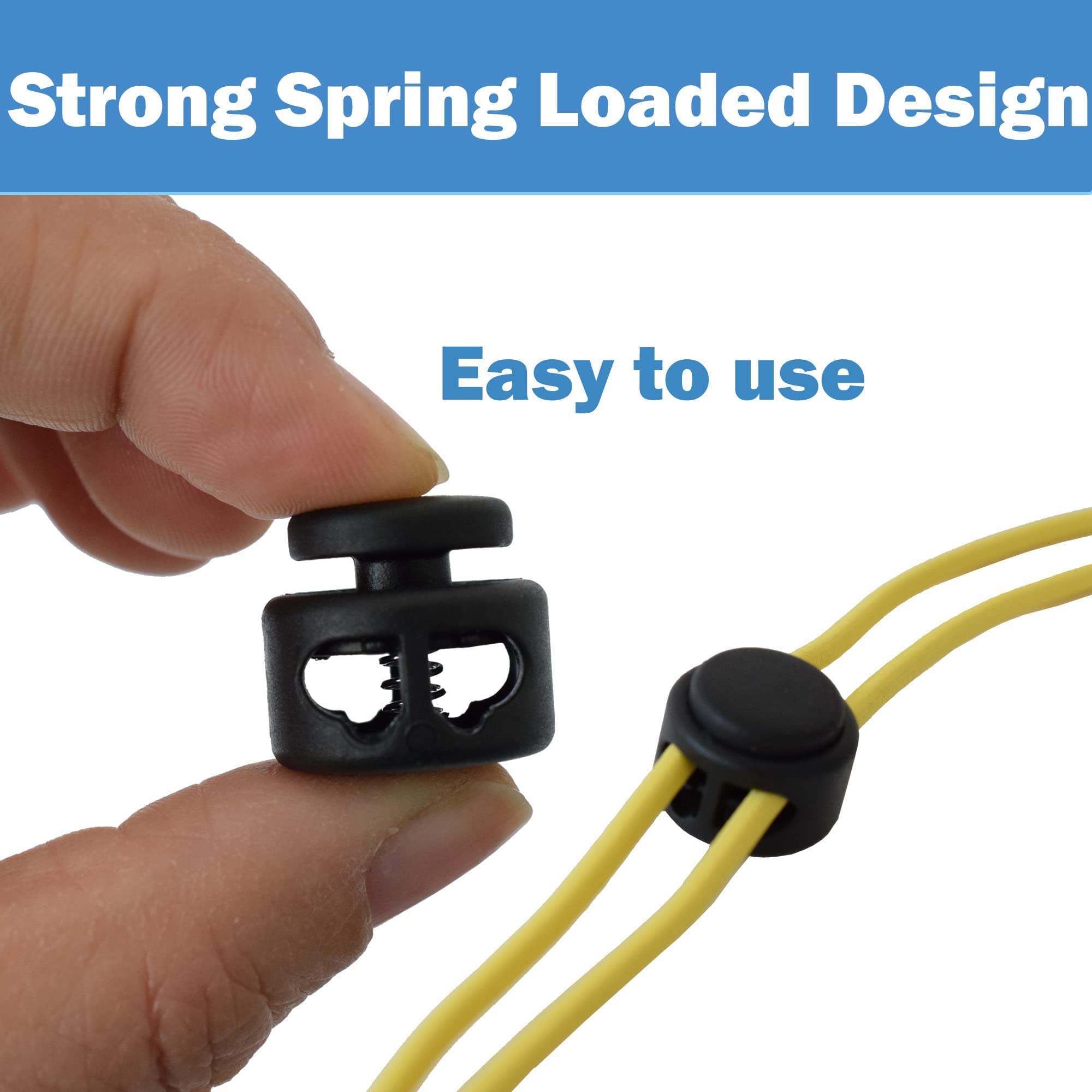 J.CARP 30Pcs Ball Shape Plastic Cord Locks & 30Pcs Heavy Duty Black Cord Locks for Backpacks, Hoodies, Jackets, and Outdoor Gear - Secure Drawstring Adjusters for Bags, Clothing, and Camping Equipment