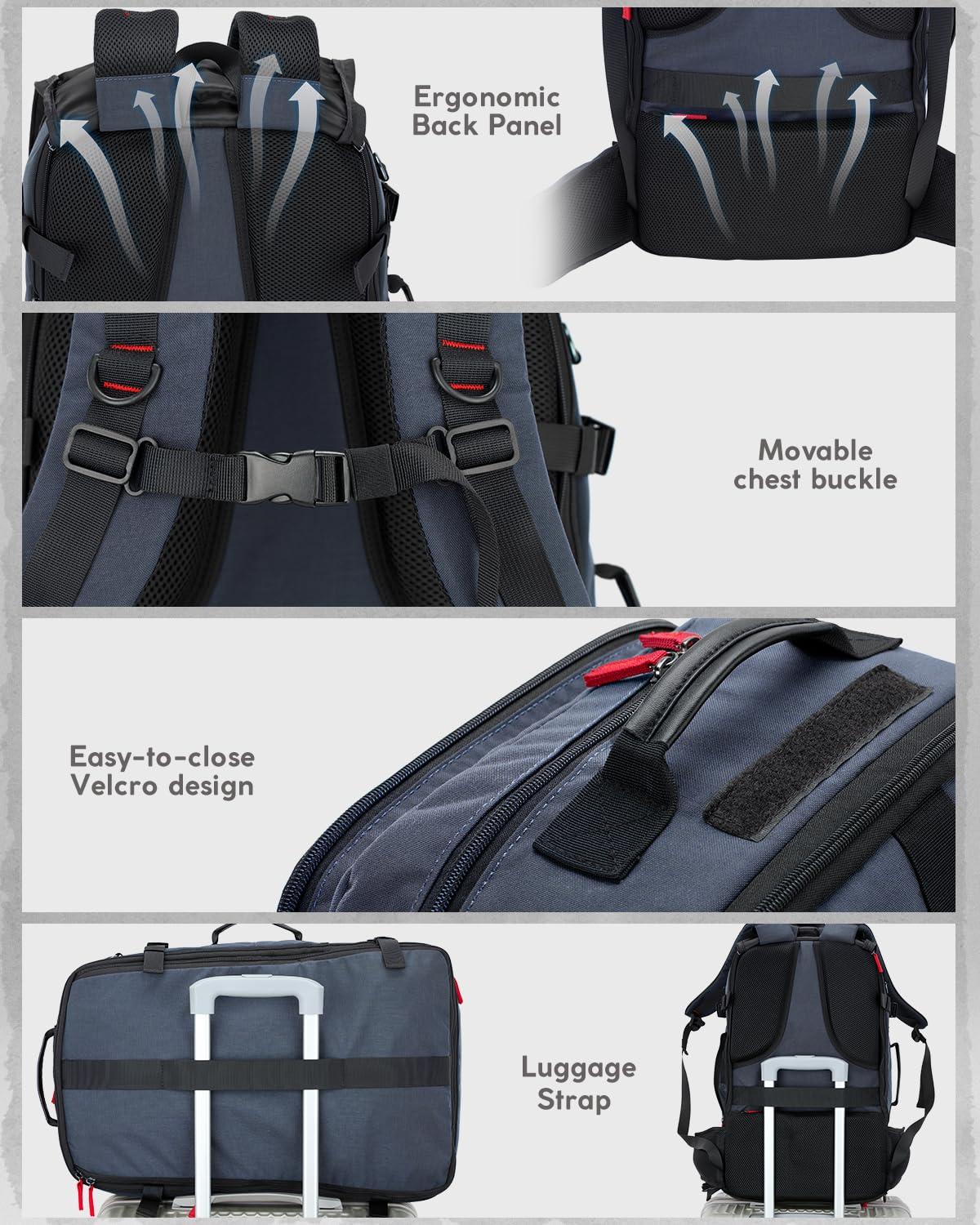 Gonex 3-in-1 Convertible Travel Backpack - Large Carry-On Nylon Duffle Bag for Men & Women - Waterproof Laptop Backpack for Work, Gym & Weekend Travel - Durable Multi-Purpose Bag (Blue)