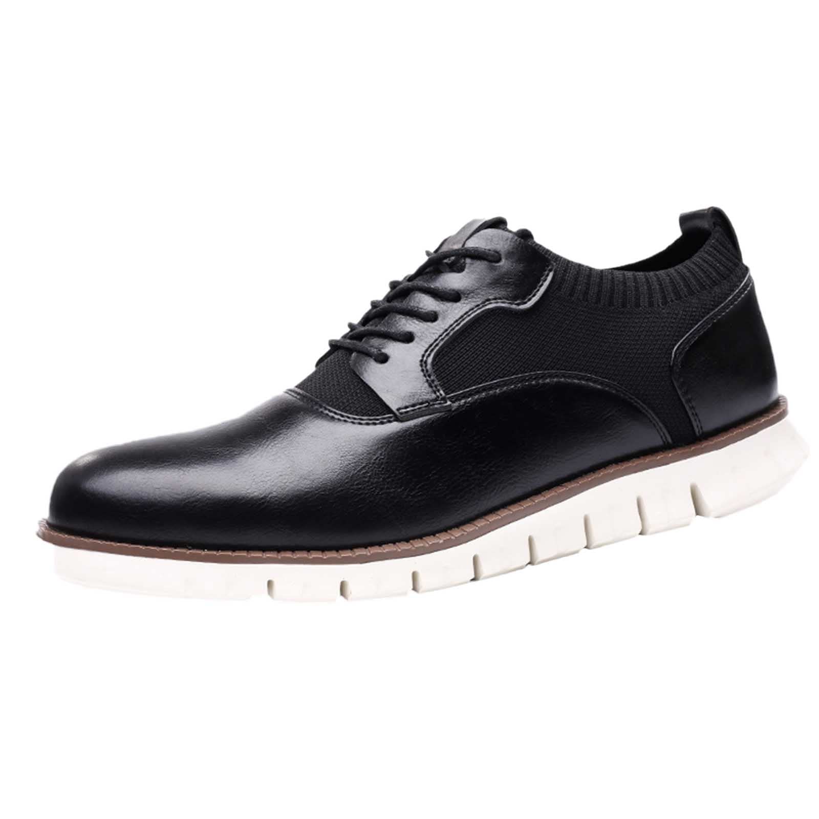 **Men's Wide Width Leather Running Shoes for Plantar Fasciitis - Hiking, Tennis & Business Casual - Vintage Lace-Up Round Toe Sneakers (Size 11.5) - Perfect for Work, Travel & Outdoor Activities**