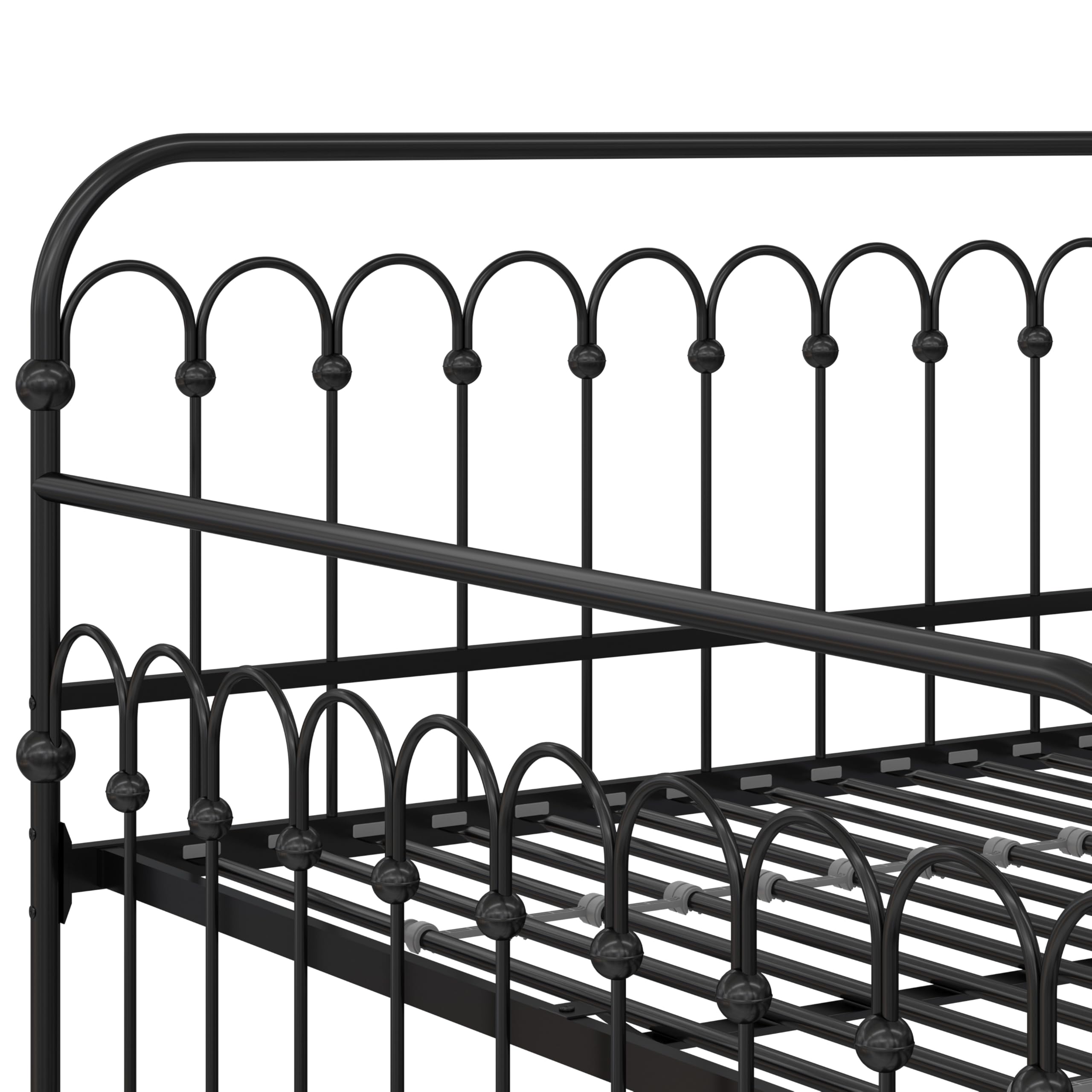 Novogratz Bright Pop Full Metal Daybed with Twin Trundle Bed - Modern Black Metal Frame Sleeper Sofa for Small Spaces, Guest Room & Dormitory