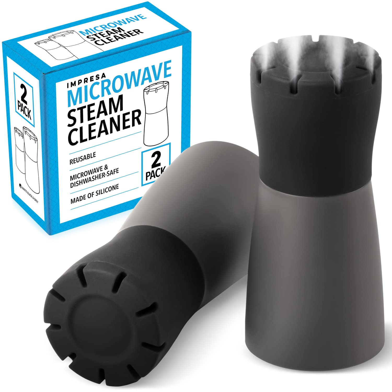 IMPRESA [2 Pack] Black Microwave Steam Cleaner – Effortless Cleaning Device for Microwave & Oven – Remove Grime & Odor with Vinegar & Water – Perfect for Kitchens, Homes & Offices