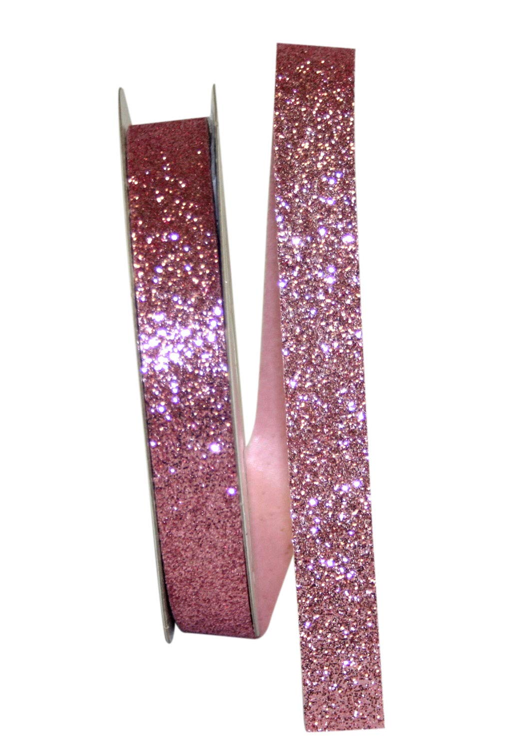 Reliant Ribbon Glitter All Rd Ribbon - 5/8 Inch x 25 Yards, Pink - Perfect for Gift Wrapping, DIY Crafts, Party Decorations & Scrapbooking