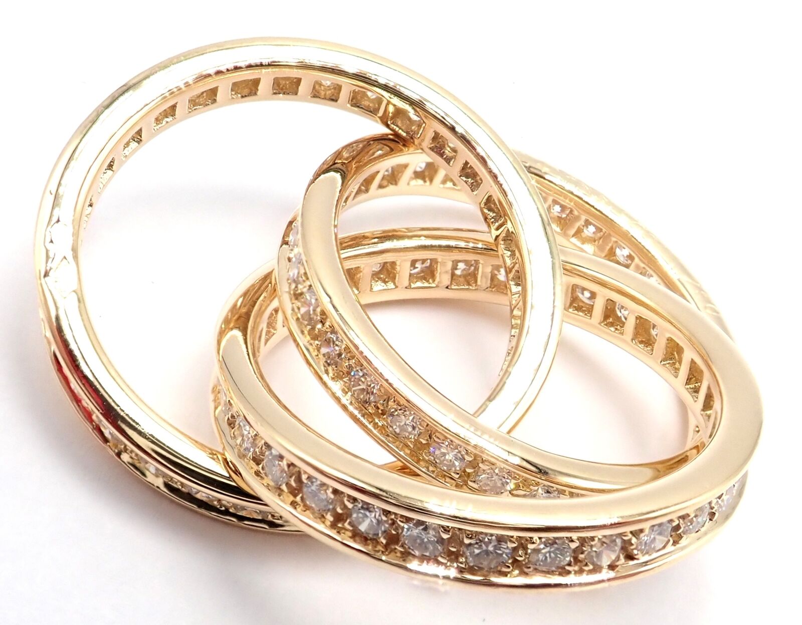 Authentic Cartier 18K Yellow Gold Diamond Trinity Band Ring Size 5.75 - Luxury Wedding Band for Women, Anniversary Gift for Her - Perfect for Engagements, Weddings & Special Occasions