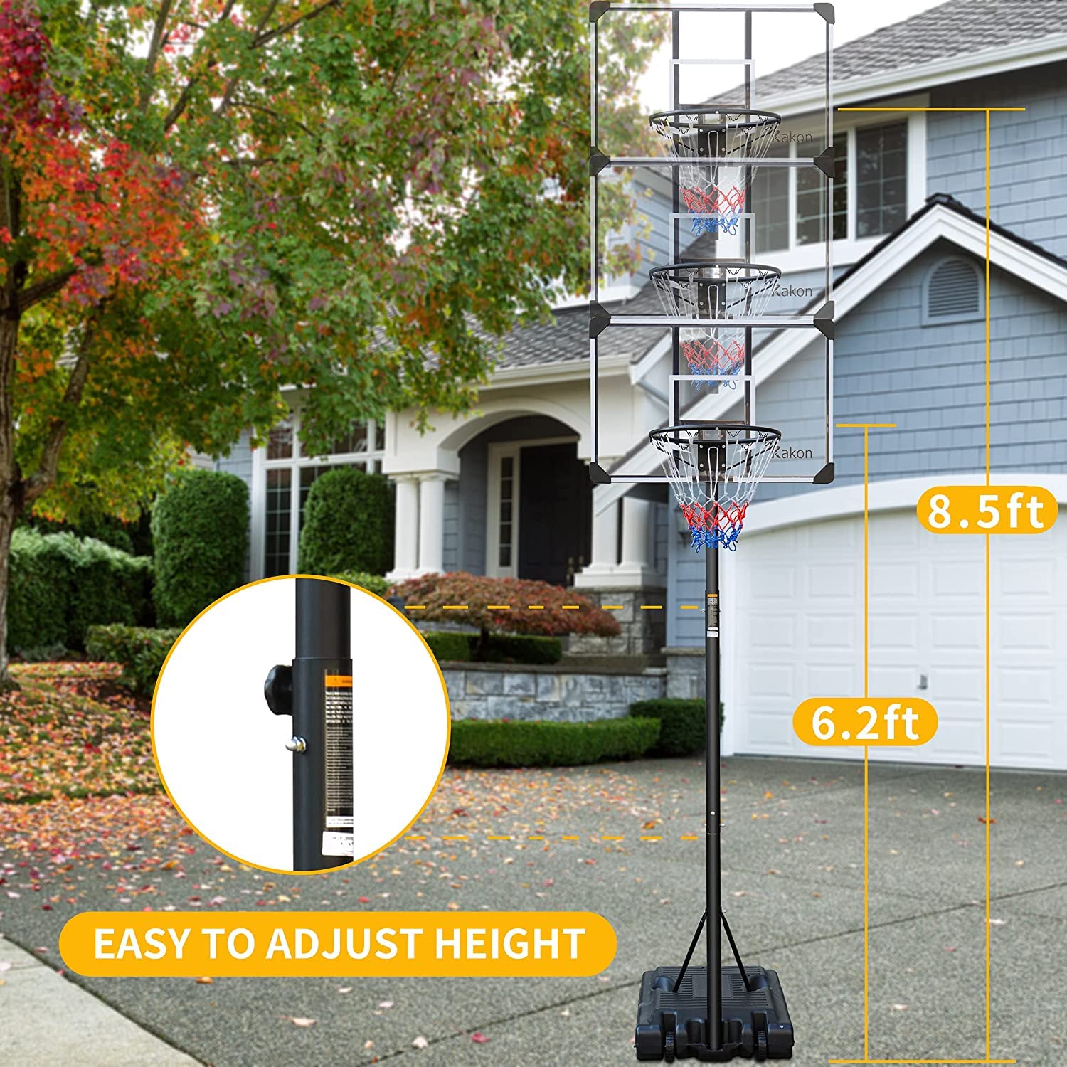 Adjustable Height Junior Portable Basketball Hoop - Kids Indoor/Outdoor Basketball Stand with Stable Base - Perfect for Backyard, Driveway & Playground Fun