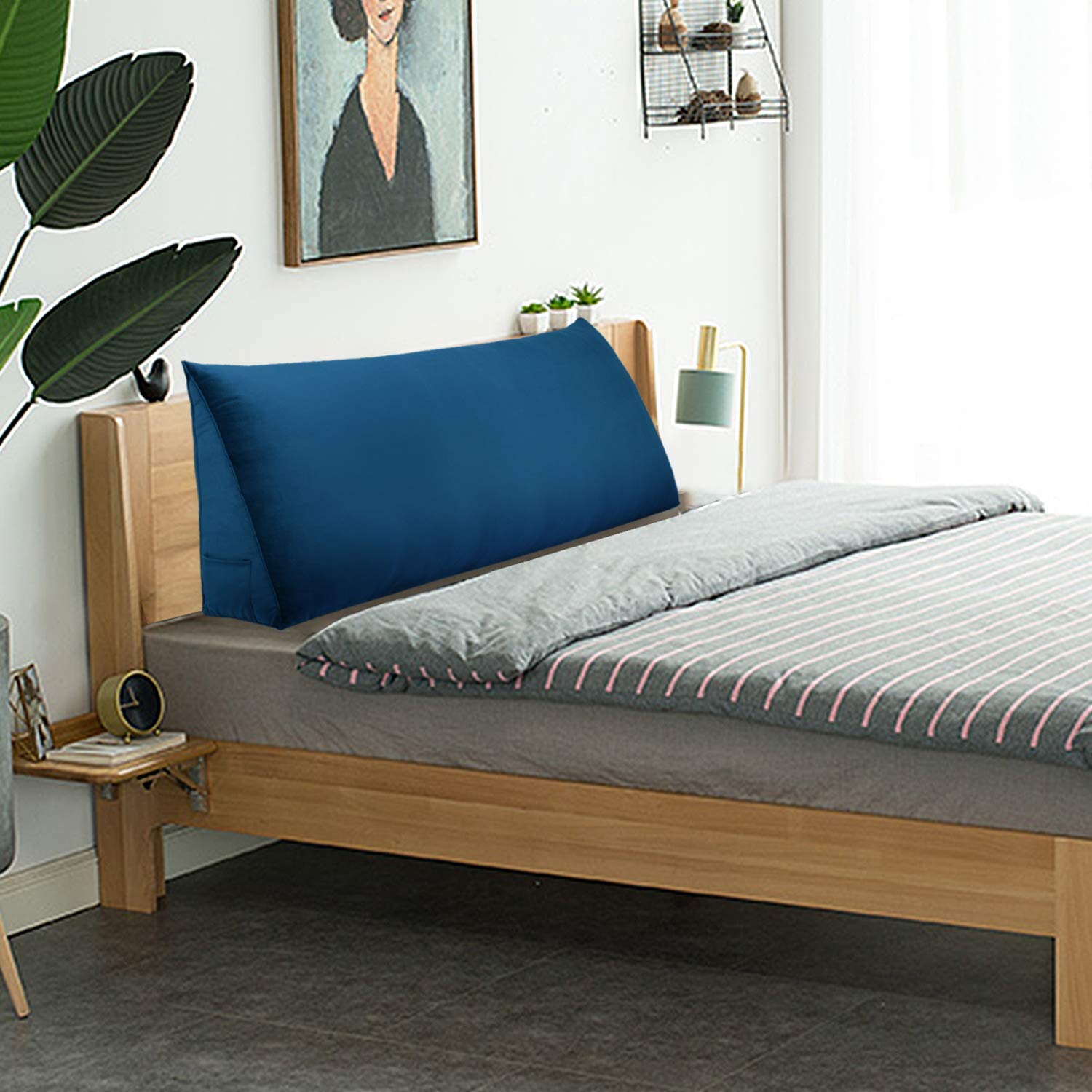 Johnear Velvet Headboard Pillow - Large Triangular Wedge Pillow for Bed Support, Reading & Rest, Upholstered Backrest with Removable Cover - Perfect for Back Pain Relief, Sofa Lounging & Bedroom Comfort
