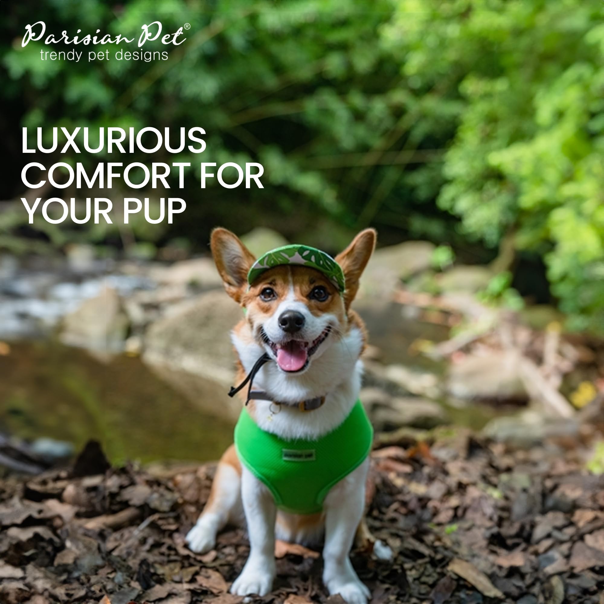 Parisian Pet Adjustable No-Pull Dog Harness - Bright Green Padded Vest for Small Dogs - Choke-Free Cooling Harness for Walking, Running & Hiking - Puppy Harness Size S - Perfect for Outdoor Adventures & Daily Walks
