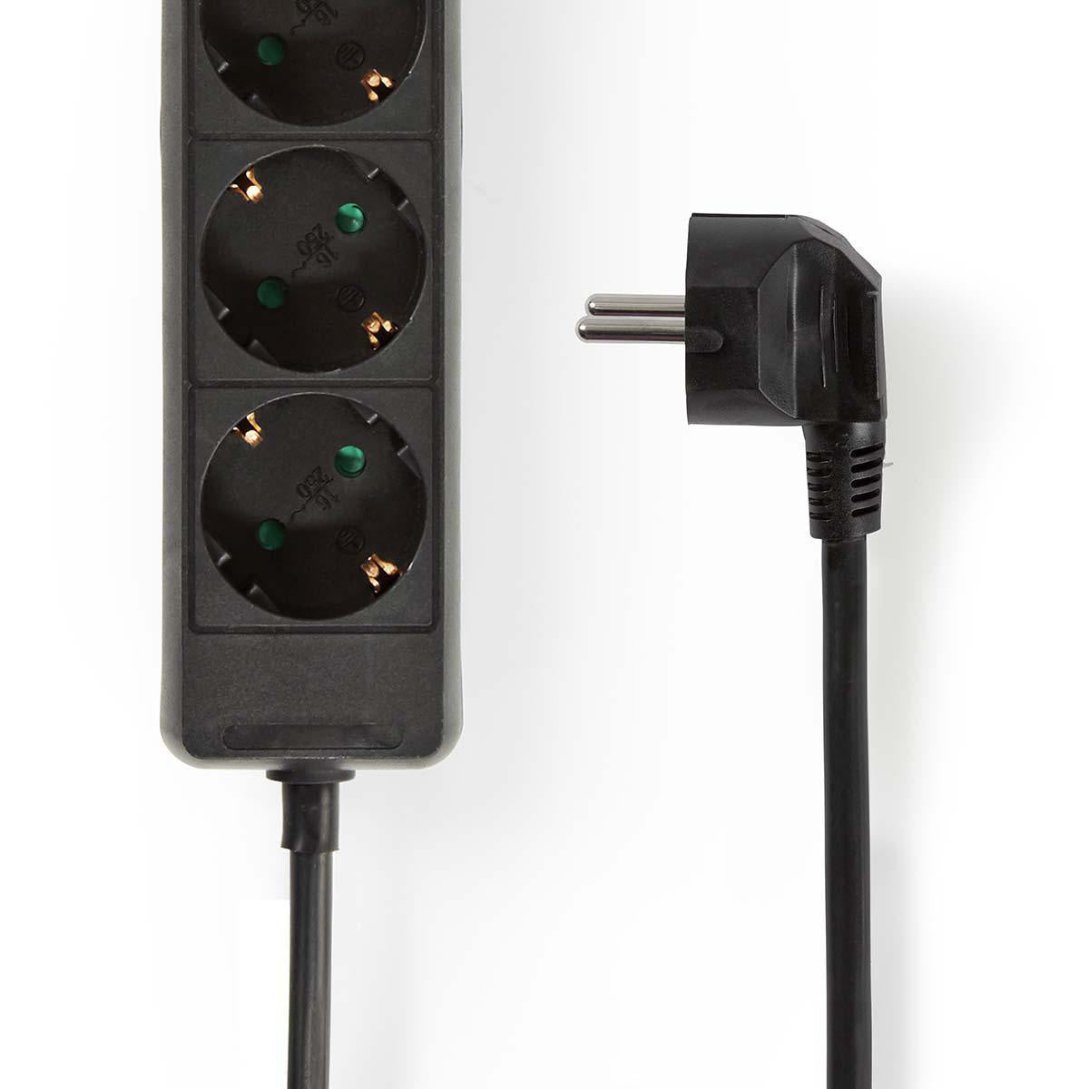 3-Way Grounded Power Strip with 16A Capacity & 1.5m Cable - Perfect for Home Office, Kitchen Appliances, and Entertainment Systems