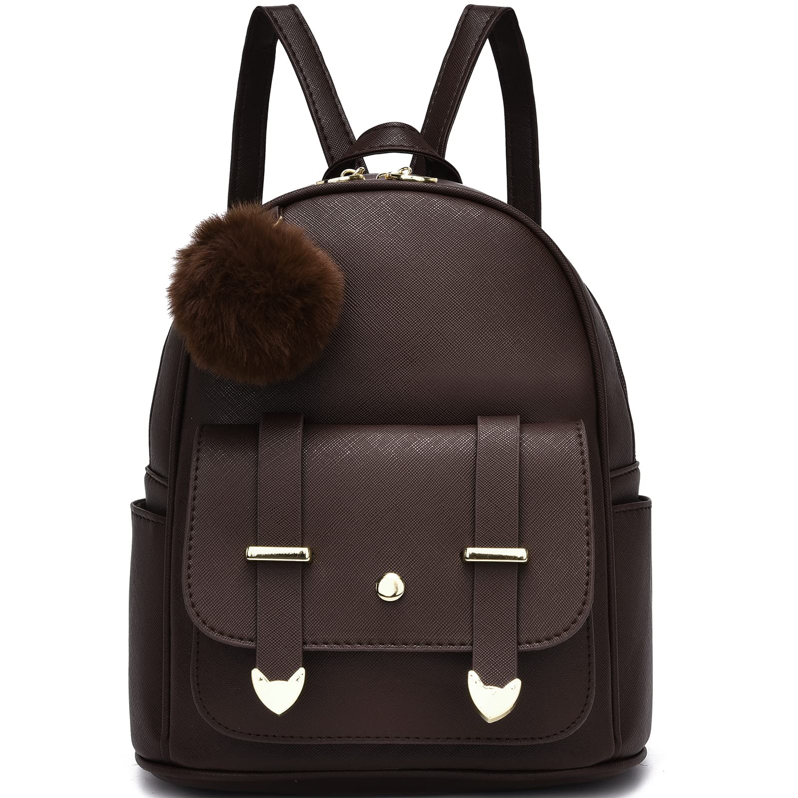 Stylish Mini Backpack for Women & Teen Girls - PU Leather Shoulder Bag with Cute Pompom Detail | Perfect for School, Travel & Everyday Use