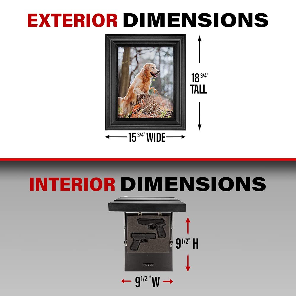 Tactical Traps - Guardian 15s Frame Gun Safe with RFID Lock & Hidden Compartment | Secure Firearm & Magazine Storage | Easy Install (18.75”x15.75”) Cherry Wood | Perfect for Bedroom, Closet & Home Defense