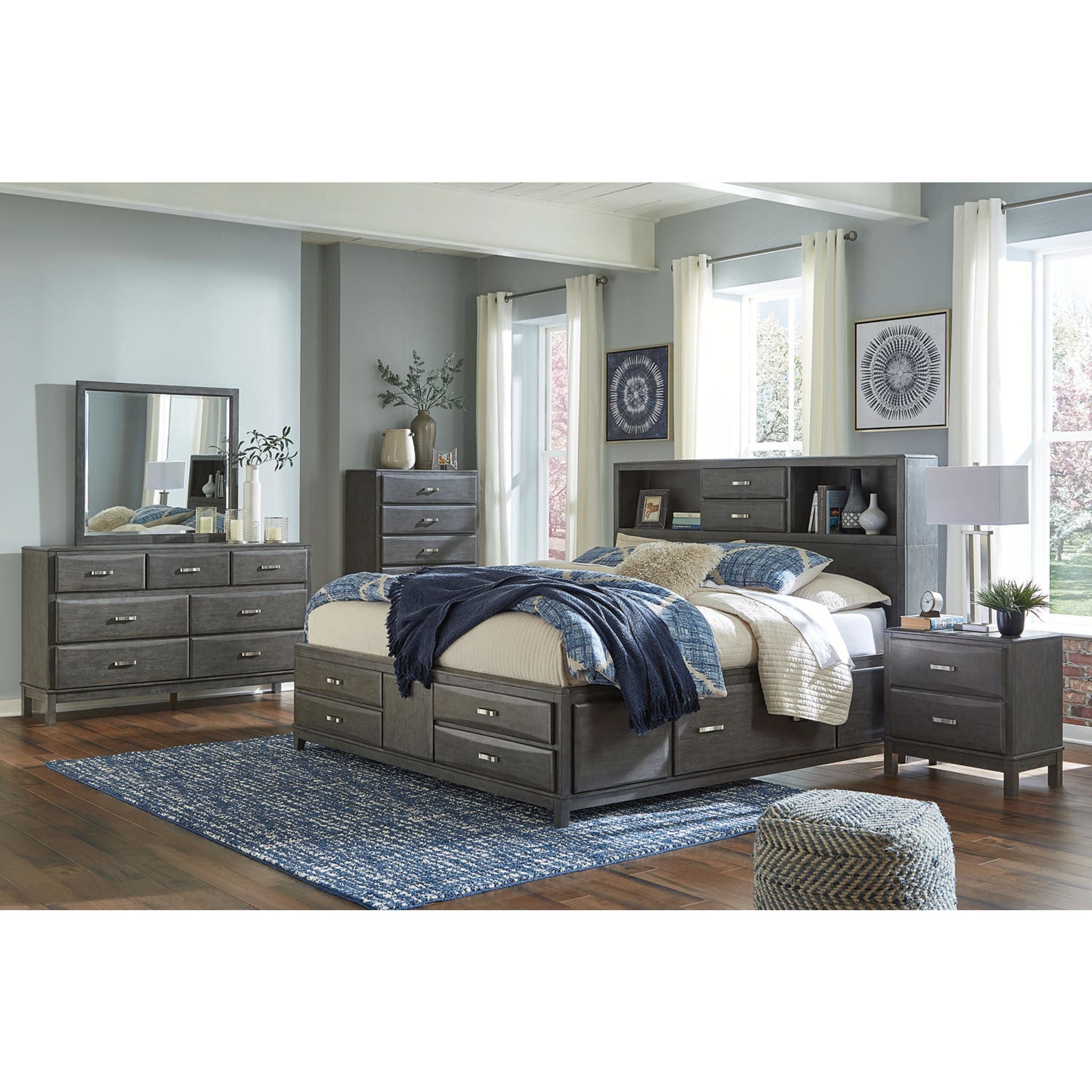 Caitbrook 6-Drawer Dresser with Mirror - Modern Gray Bedroom Furniture for Home Organization & Storage | Perfect for Bedroom, Living Room, or Nursery