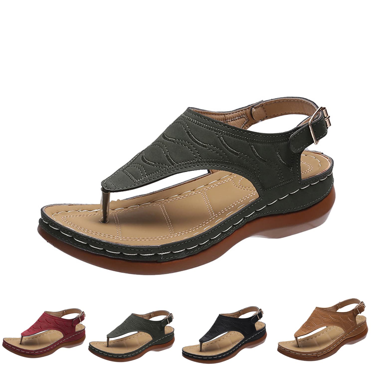 Dimleen Orthopedic Sandals for Women - Comfortable Orthotic Sandals with Arch Support - Best Summer Walking Sandals for Plantar Fasciitis, Flat Feet & Foot Pain Relief - Perfect for Beach, Travel & Everyday Wear