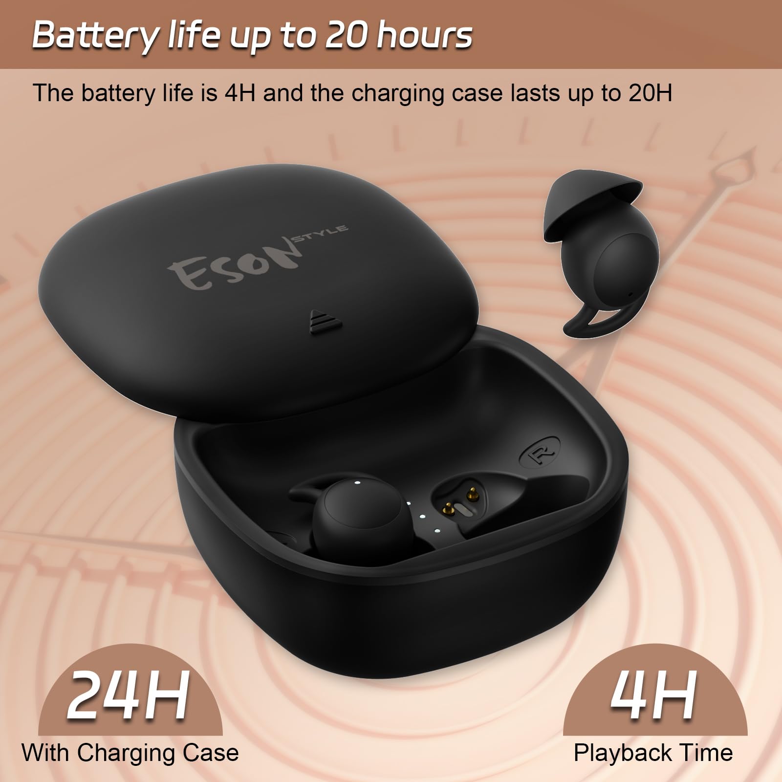 Wireless Sleep Headphones for Side Sleepers - Comfortable Invisible Sleep Earbuds with Noise Blocking & IPX6 Waterproof, Bluetooth 5.3 for Sleeping, Workout, Travel & Meditation - Black