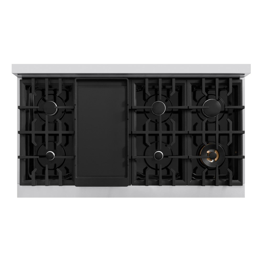ZLINE 48-Inch Stainless Steel Dual Fuel Range with 8-Burner Gas Cooktop & 6.7 cu. ft. Double Oven - White Matte Doors (HDR WM 48) | Professional Kitchen Appliance for Home Chefs & Entertaining