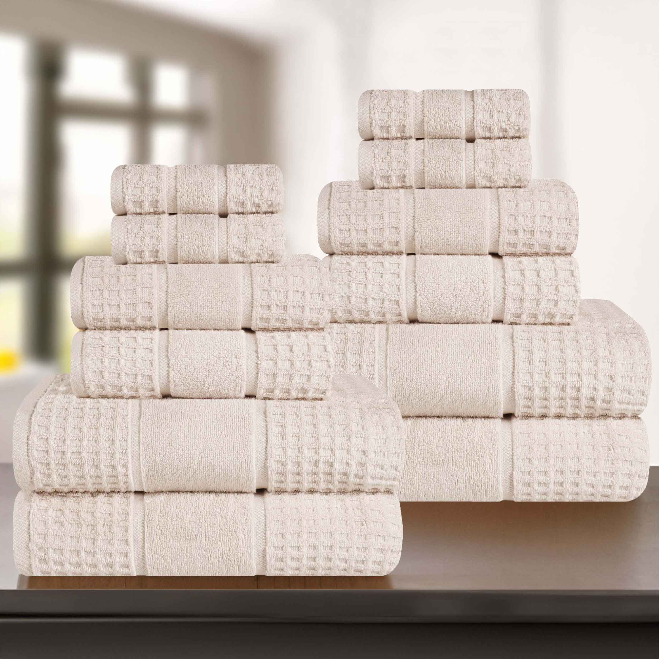 Premium 12-Piece Zero Twist Cotton Waffle Towel Set - Ultra Soft & Highly Absorbent Honeycomb Weave Bath Towels for Spa, Gym, and Luxury Home Use