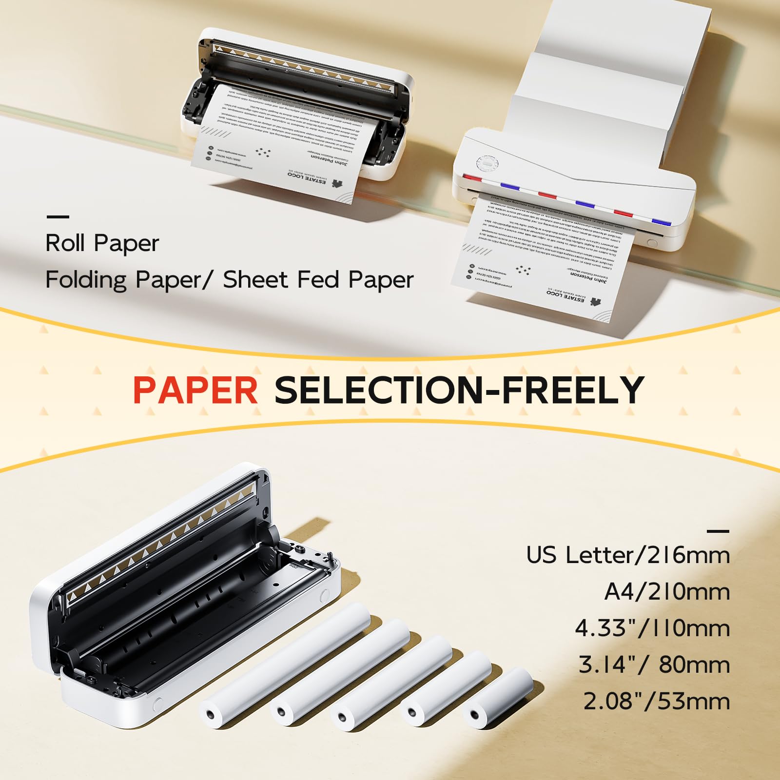 Phomemo Wireless Portable Thermal Printer - Bluetooth Inkless Printer for Travel & Office, Compatible with Phone & Laptop, Prints 8.5