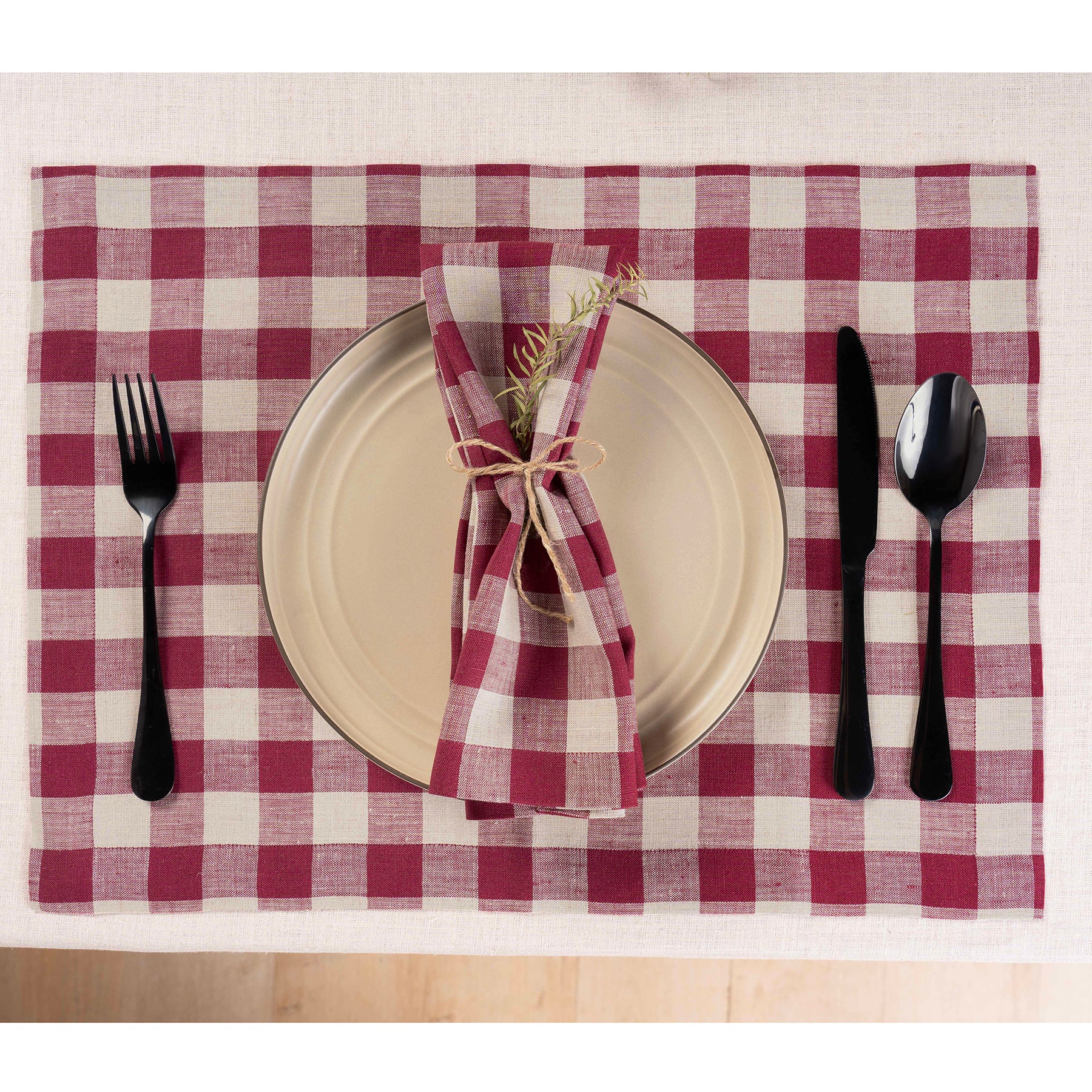 Morgan Check Placemats Set of 4 - Premium Cotton Table Mats for Dining, Kitchen & Holiday Decor - Washable & Durable Place Settings for Everyday Use & Special Occasions
