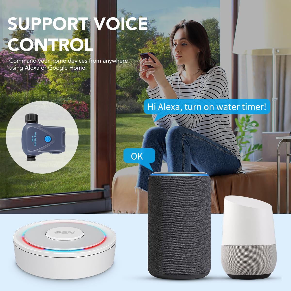 NEO Tuya Zigbee Gateway - Smart Home Hub with Wired Connection, Works with Alexa & Google Assistant | Control Lights, Thermostats & Security Devices for Home Automation