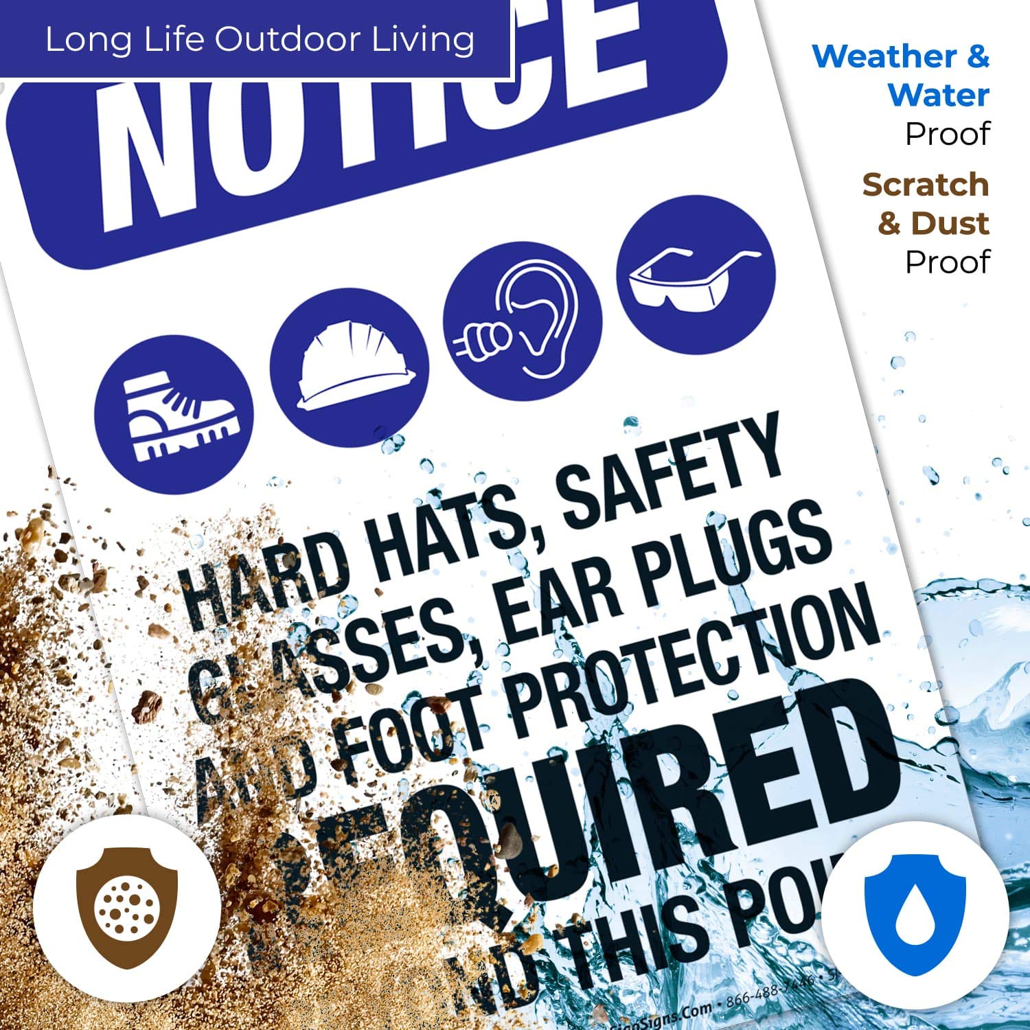 OSHA Compliant Safety Signs - Hear Hats Safety Glasses Ear Plugs & Foot Protection Required Sign | 10x7 Inch Rust-Free .040 Aluminum | Fade-Resistant for Indoor/Outdoor Use | Made in USA | Perfect for Construction Sites, Factories & Warehouses