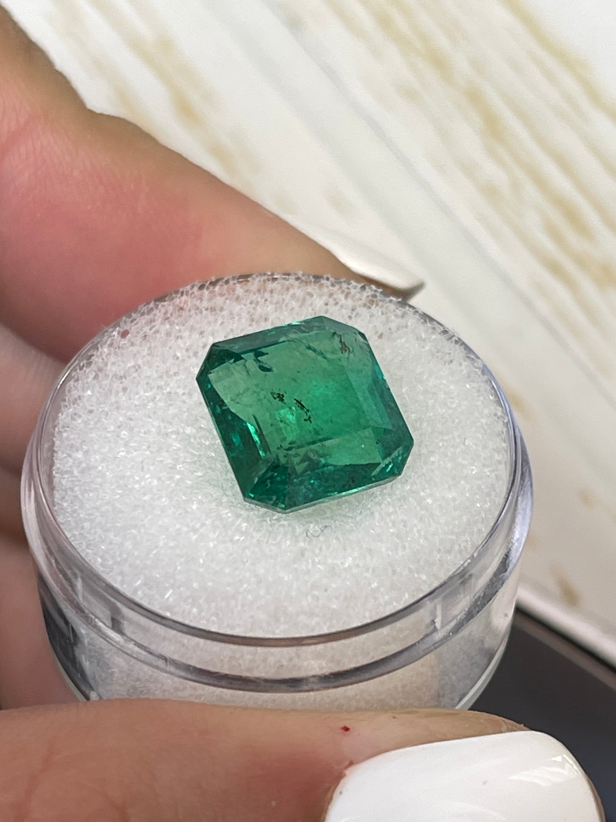 6.54 Carat Natural Loose Zambian Emerald - Medium Deep Green 11.3x10.6mm Emerald Cut Gemstone for Jewelry Making & Engagement Rings