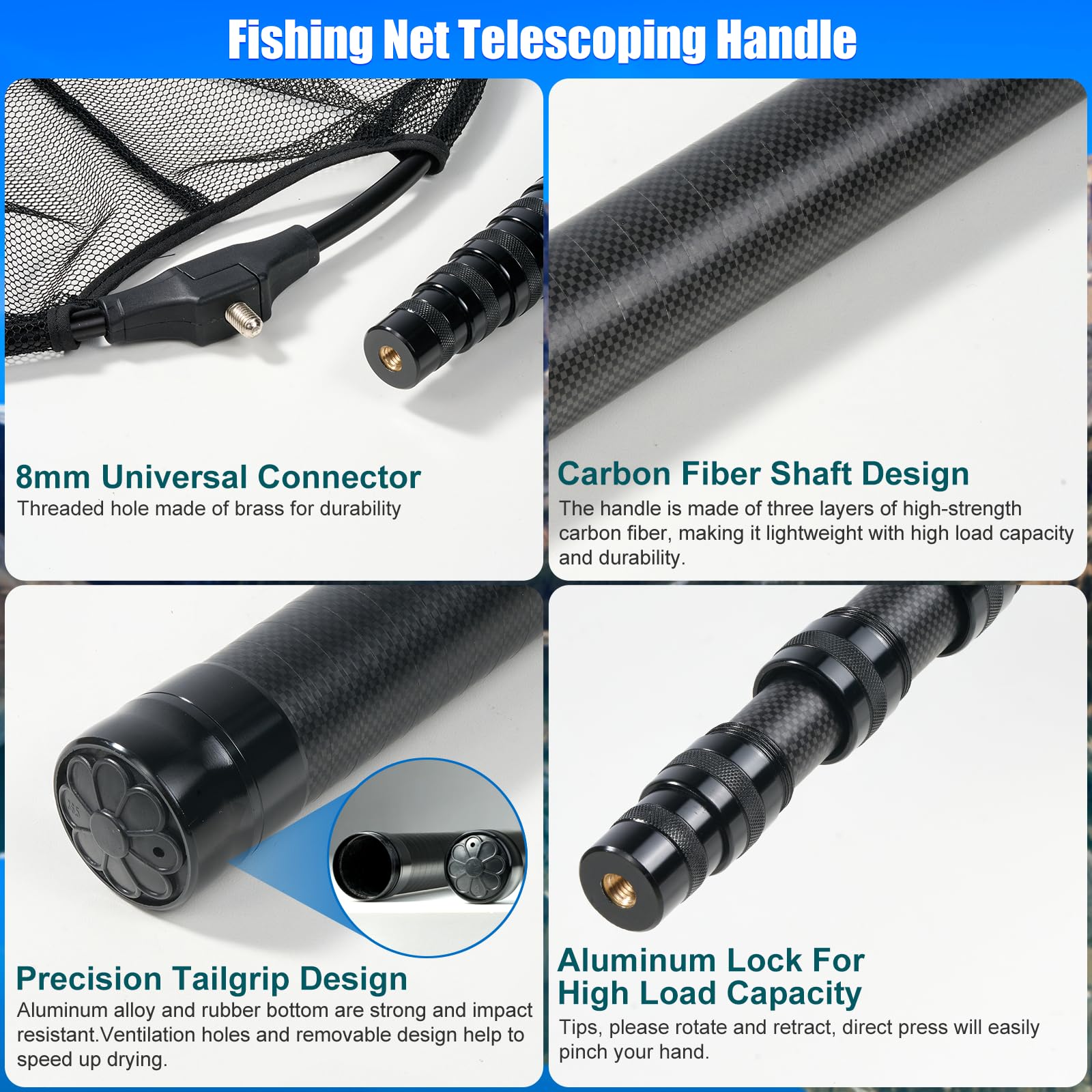 Premium Carbon Fiber Fishing Landing Net - 11.15ft Long Handle, Portable & Durable with Replaceable Net - Ideal Gift for Anglers - Perfect for Freshwater, Saltwater & Fly Fishing Adventures