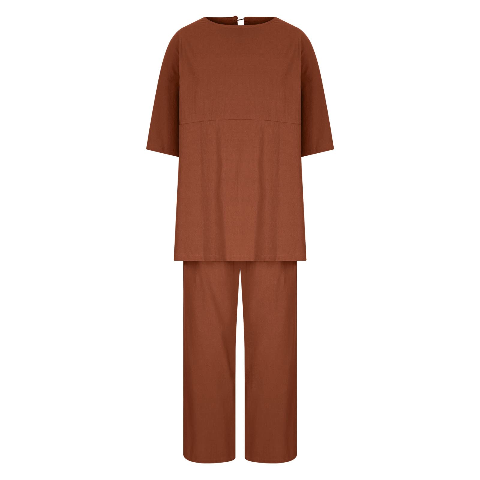 Oelaio Women's 2-Piece Pant Suit Set - Wide Leg Lounge & Travel Outfit | Casual Comfort Wear for Home, Office & Vacation | 100% Cotton