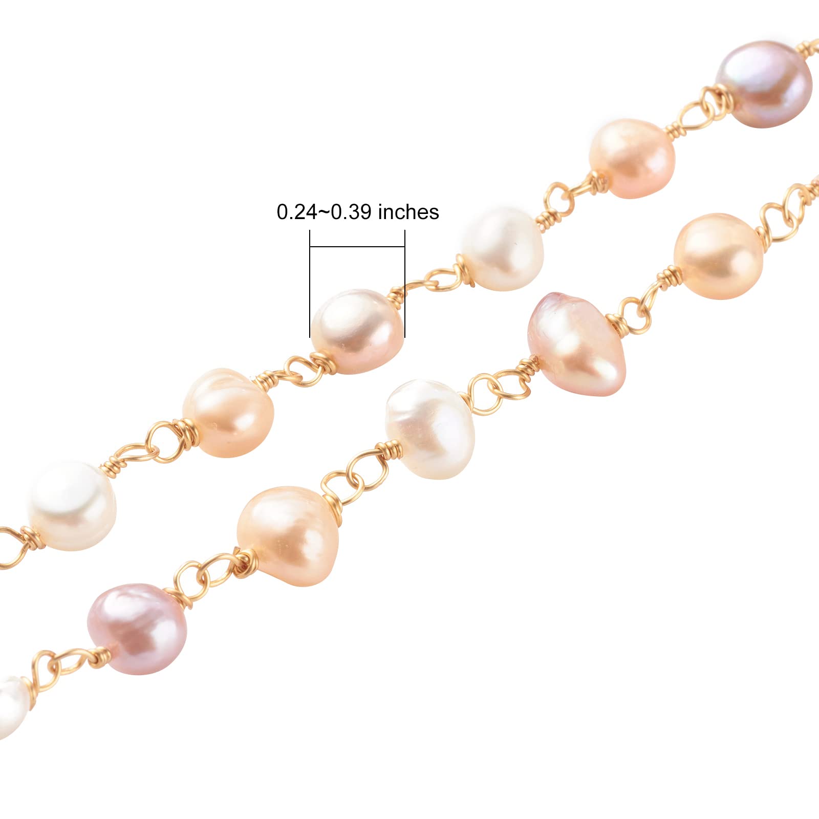 3.28ft Freshwater Pearl Beaded Chain for DIY Jewelry Making - Necklace & Bracelet Crafts