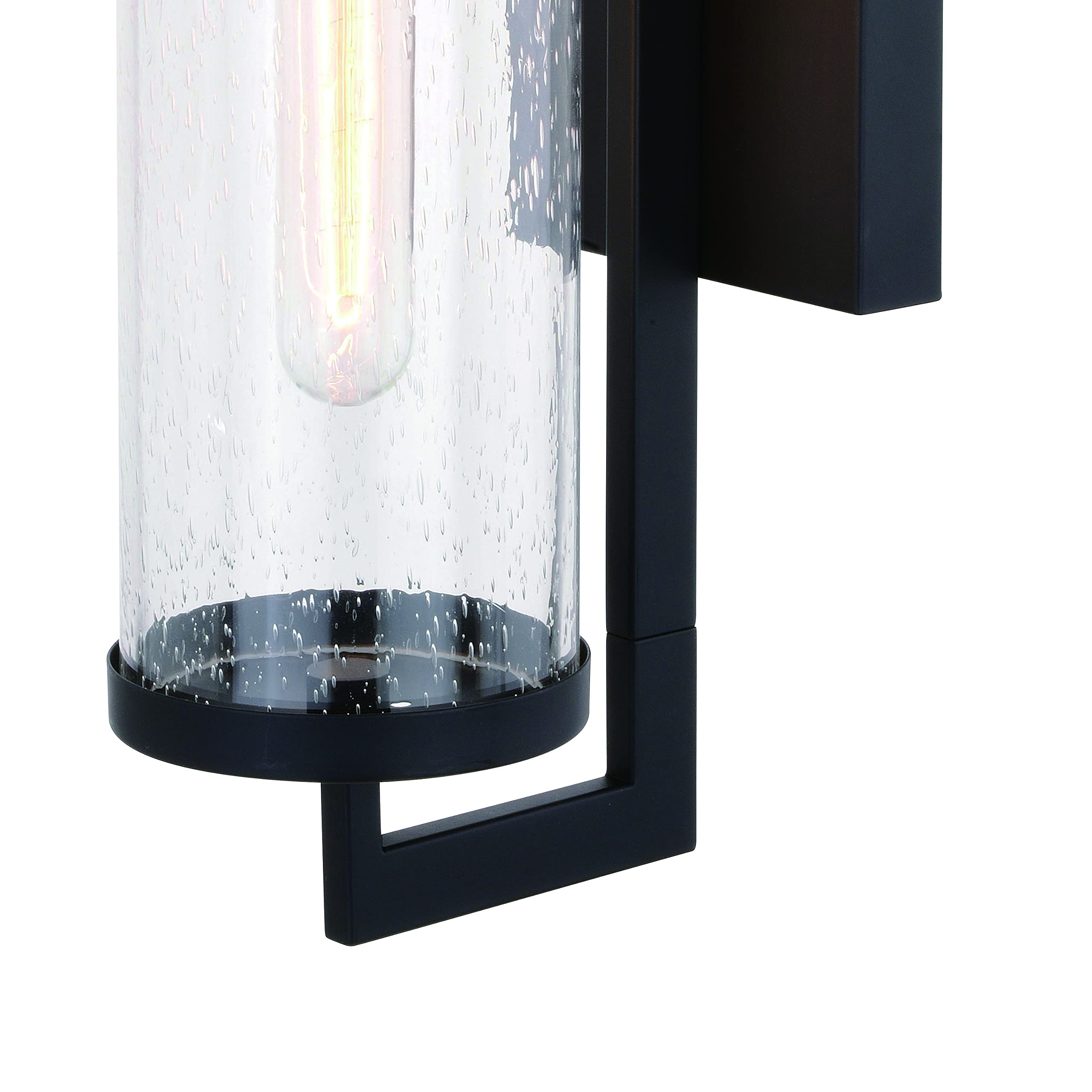 VAXCEL Morgan Park 20-inch Height 1-Light Black Dusk to Dawn Contemporary Outdoor Wall Lantern with Clear Glass - Perfect for Porch, Patio, Garage and Entryway Lighting