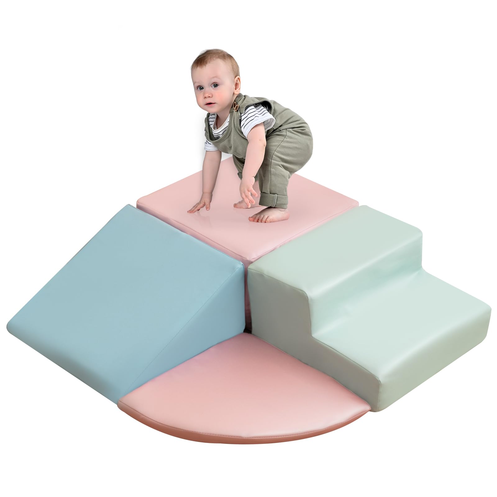 **Foam Climbing Blocks for Toddlers – 4-Piece Soft Play Set for Climbing, Crawling & Sliding – Safe Indoor Toddler Toys for Nursery, Living Room & Kids' Playroom (Pink) – Perfect for Active Play & Motor Skill Development**