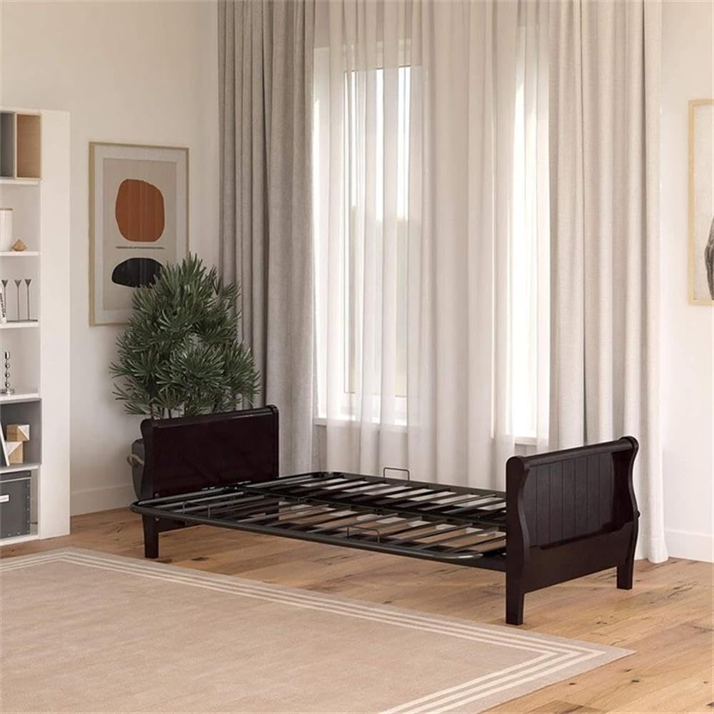 Pemberly Row Espresso Wood Futon Frame with Storage - Space-Saving Sleeper Sofa for Small Apartments, Guest Rooms & Dorm Living