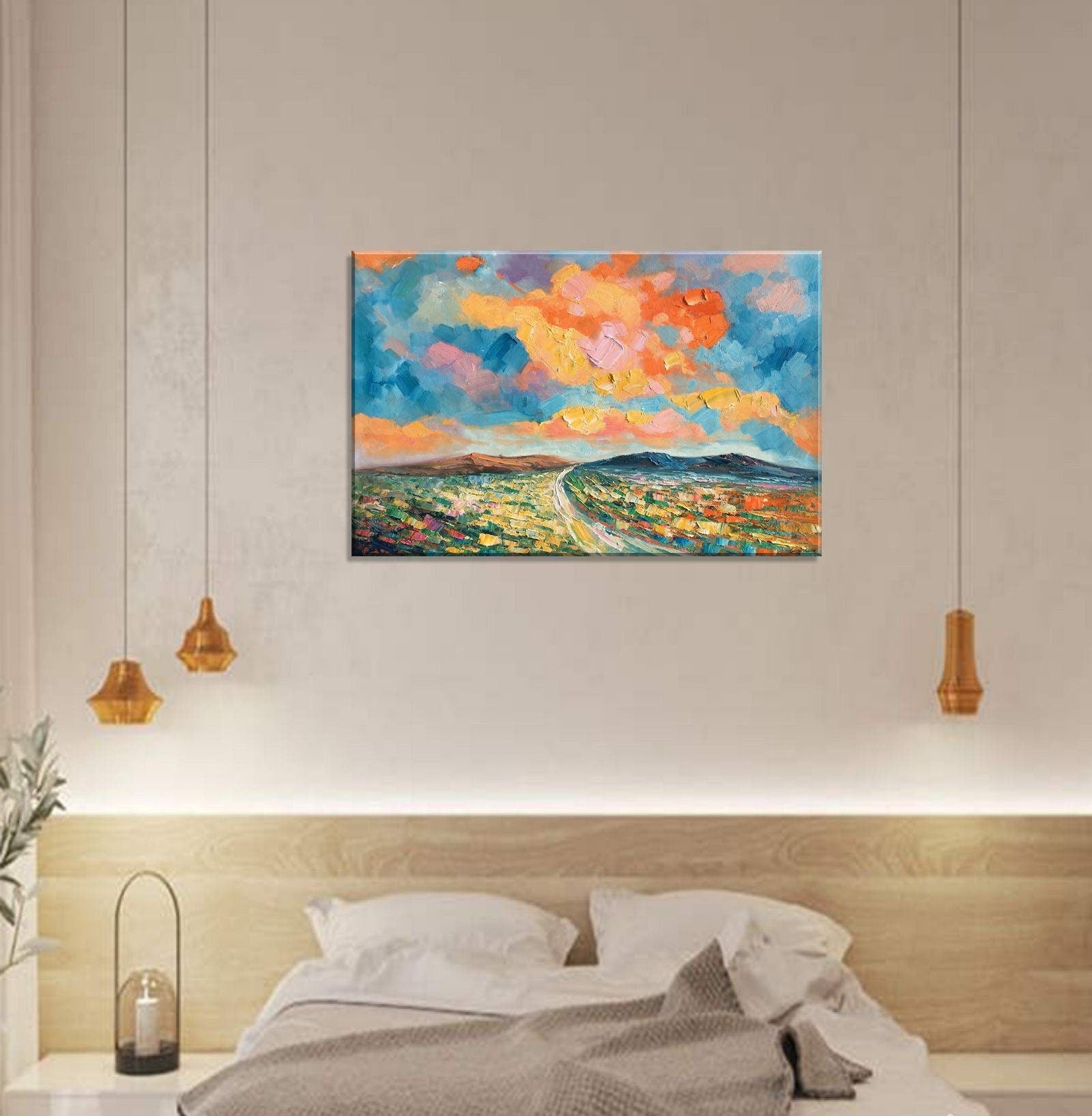 Extra Large Abstract Painting 32x48 Inches - Modern Palette Knife Oil Artwork for Living Room & Office Wall Decor | Contemporary Art for Home & Office
