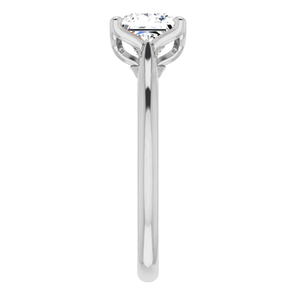10K Solid White Gold Handmade Princess Cut Moissanite Engagement Ring Set - 2.0 CT Solitaire Wedding Band for Women, Bridal Jewelry Gift for Her - Perfect for Proposals, Anniversaries & Special Occasions