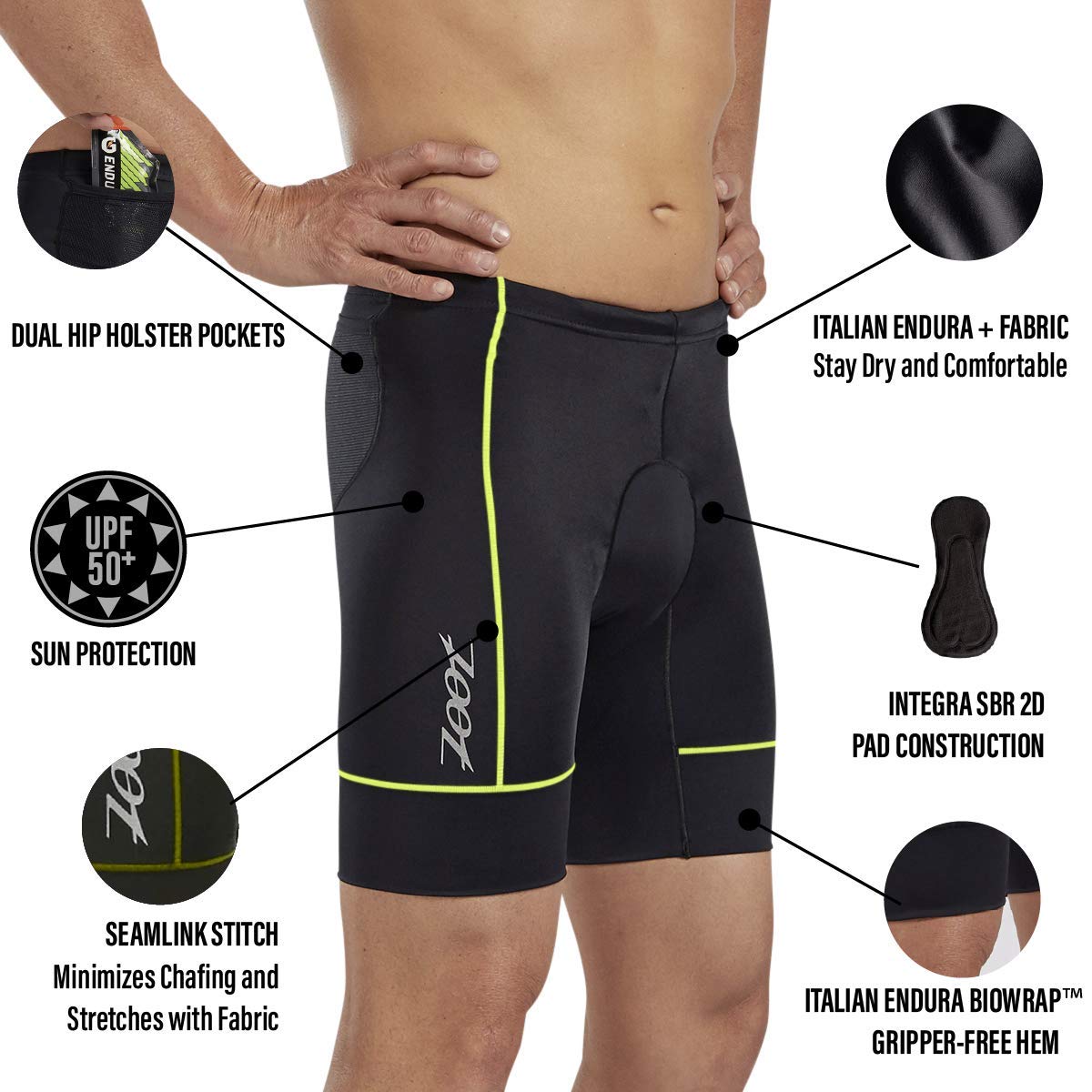 Zoot Men’s Core 9-Inch Triathlon Shorts - Quick Dry Performance Swim Bike Run Shorts with Cycling Chamois Pad, Pockets & UPF 50+ Fabric - Ideal for Triathlons, Cycling & Outdoor Training