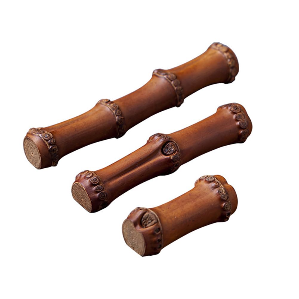 3Pcs Vintage Wooden Calligraphy Brush Holder - Chinese Pen Camellia Pillow Paint Brush Rest for Calligraphy & Art - Root Wooden Brush Rack for Painting Practice & Display (Perfect for Home Studio, Office Desk & Gift)