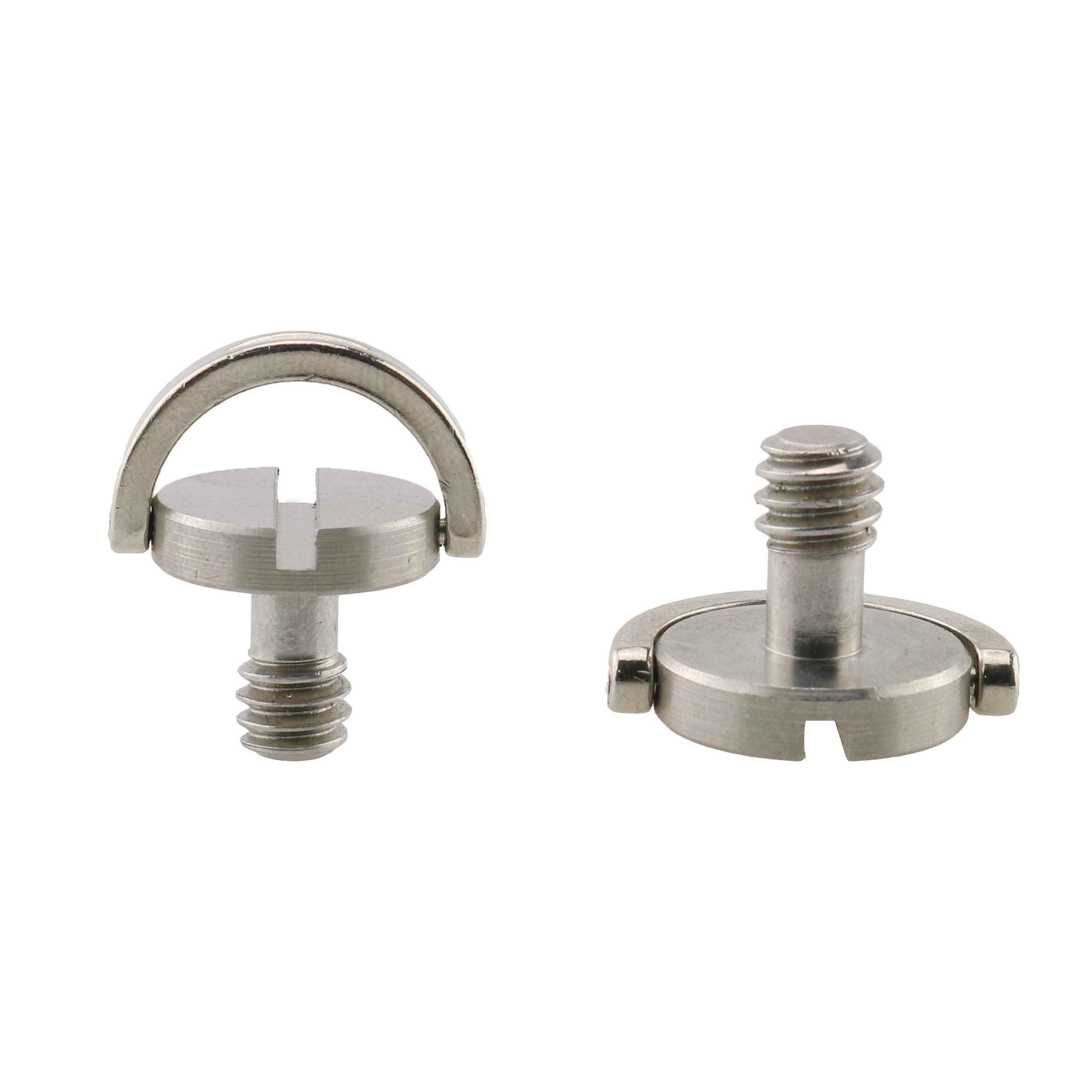 HJ Garden 2-Pack 1/4-20 Thread D-Ring Stainless Steel Camera Mounting Screws - Compatible with Tripods, Monopods & Quick Release Plates (20mm Length) - Perfect for DSLR, Mirrorless & Action Camera Accessories