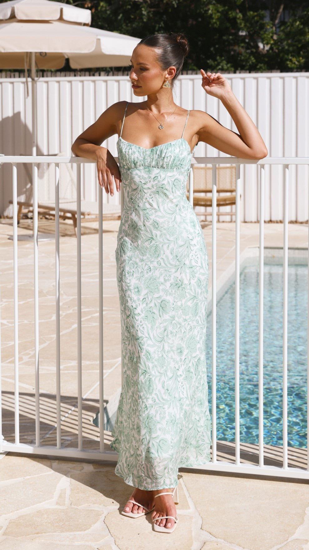 Margie Midi Dress - Floral Print Green Summer Dress for Women | Perfect for Beach Vacation, Garden Party & Casual Outings