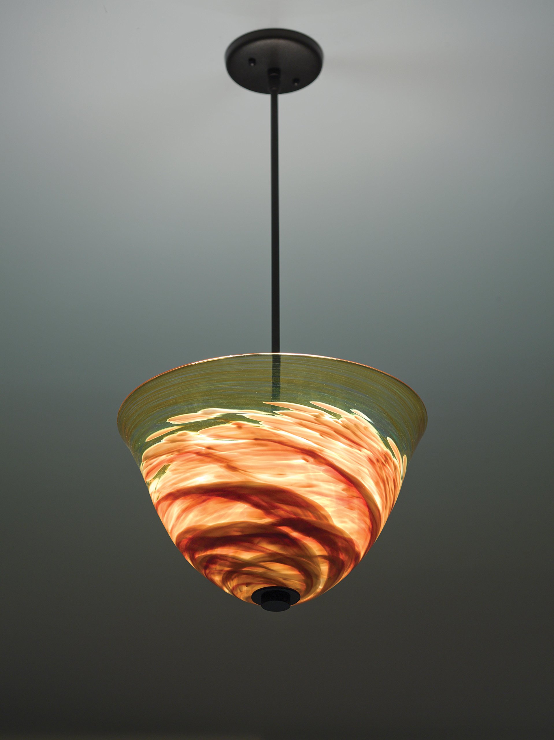 WPT Design ROSE-AGUA-AM-BZ-29 29-Inch Rose Agua Viva 3-Light Pendant Chandelier with Amber Glass - Perfect for Dining Room, Kitchen Island, or Entryway Lighting