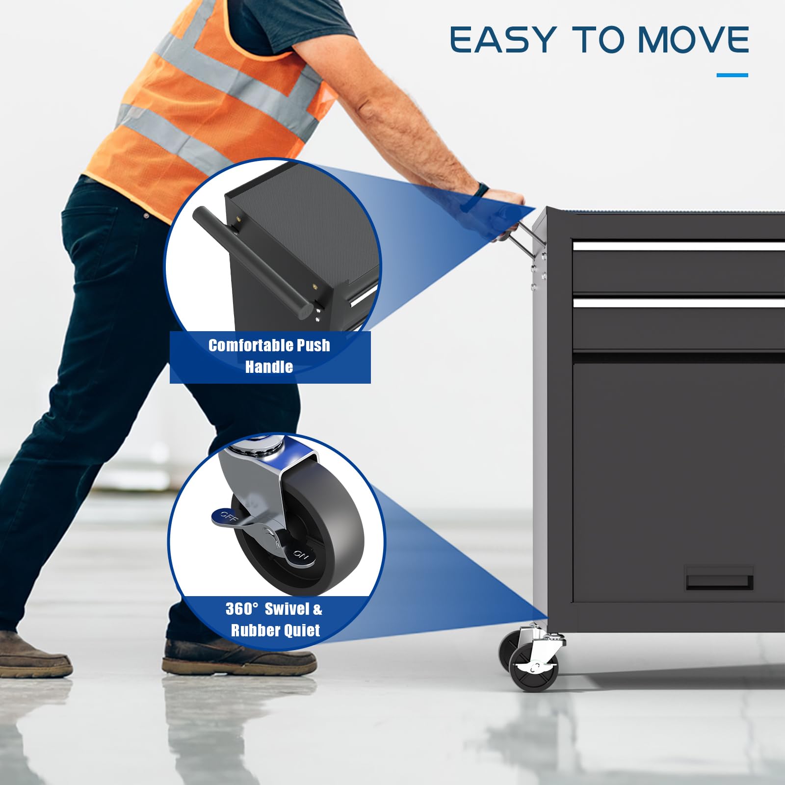 6-Drawer Black Rolling Tool Chest - 2-in-1 Lockable Metal Tool Cabinet with Removable Drawers & Wheels for Mechanics, Garage & Workshop | Heavy-Duty Tool Storage for Automotive Repair & DIY Projects