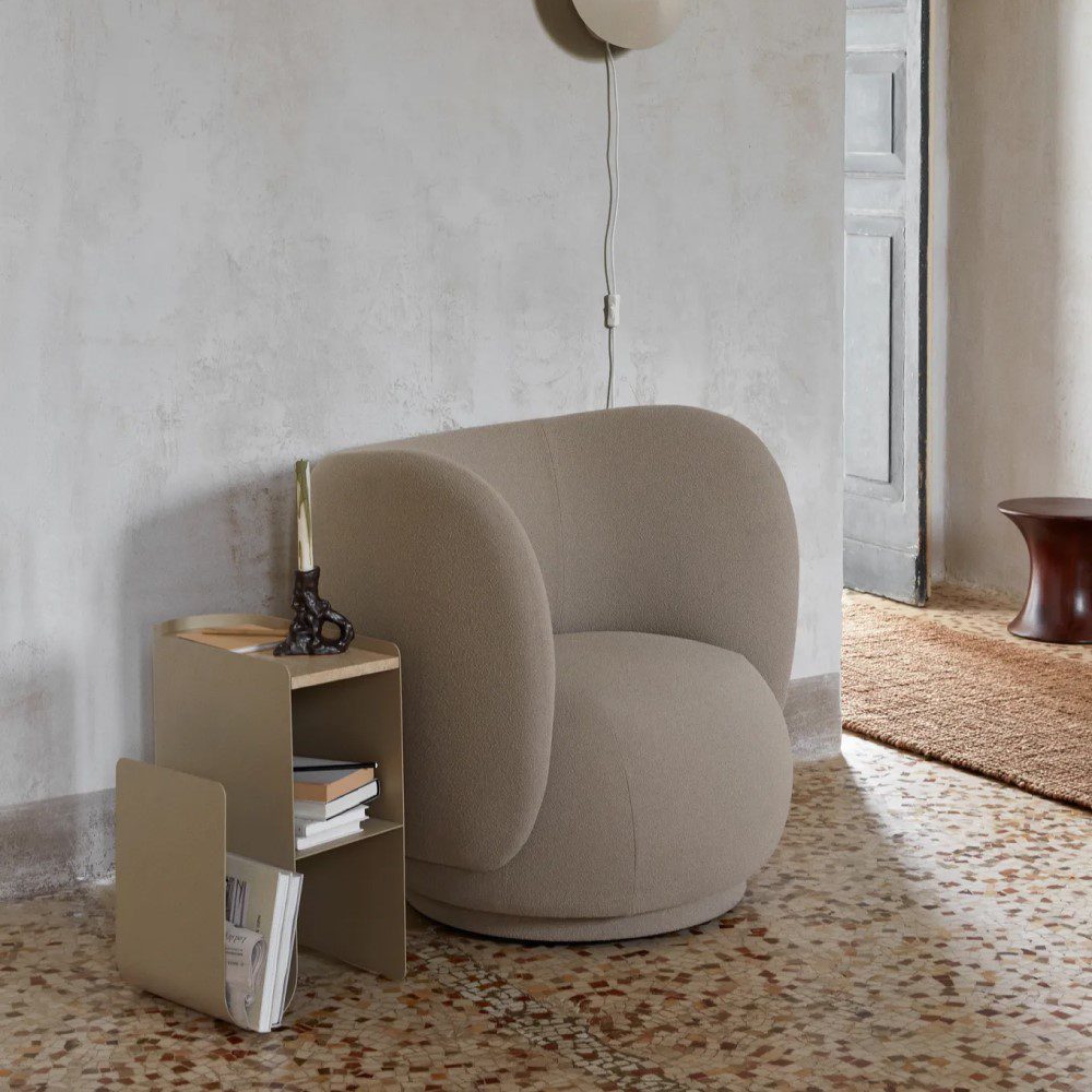 FERM LIVING Rico Lounge Chair - Modern Grain & Cashmere Fabric - Comfortable Mid-Century Lounge Chair for Living Room, Bedroom & Office