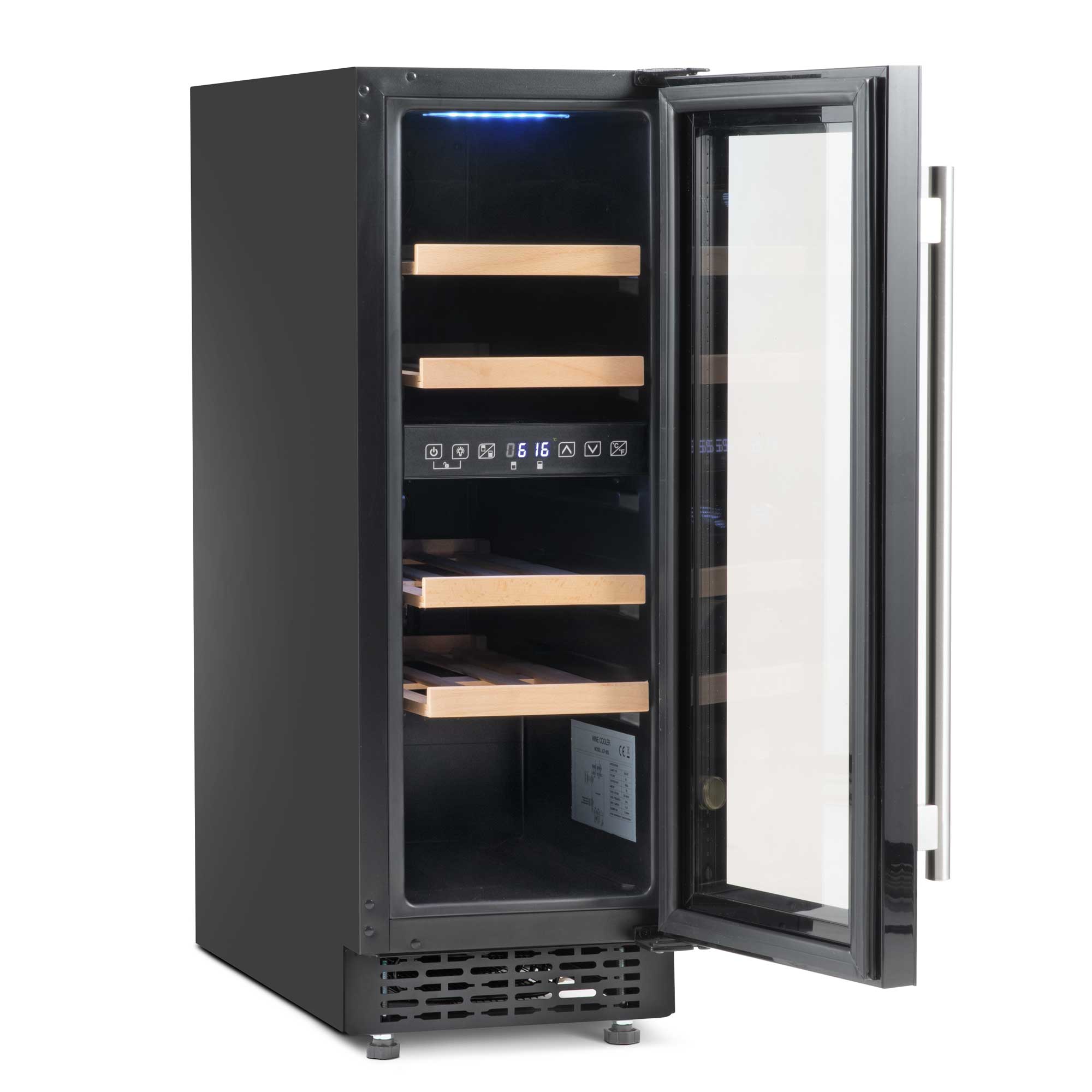 Baridi 17 Bottle Dual Zone Wine Cooler - 30cm Built-In Refrigerator with Touch Screen Controls, Black (DH204) - Perfect for Kitchen, Bar, or Dining Room Wine Storage