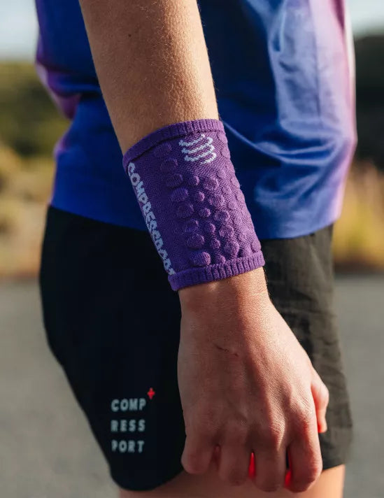 Compressport Unisex 3D.Dots Sweatbands - Royal Lilac & White for Running, Tennis, Basketball & Workout - Moisture Wicking Sports Wristbands